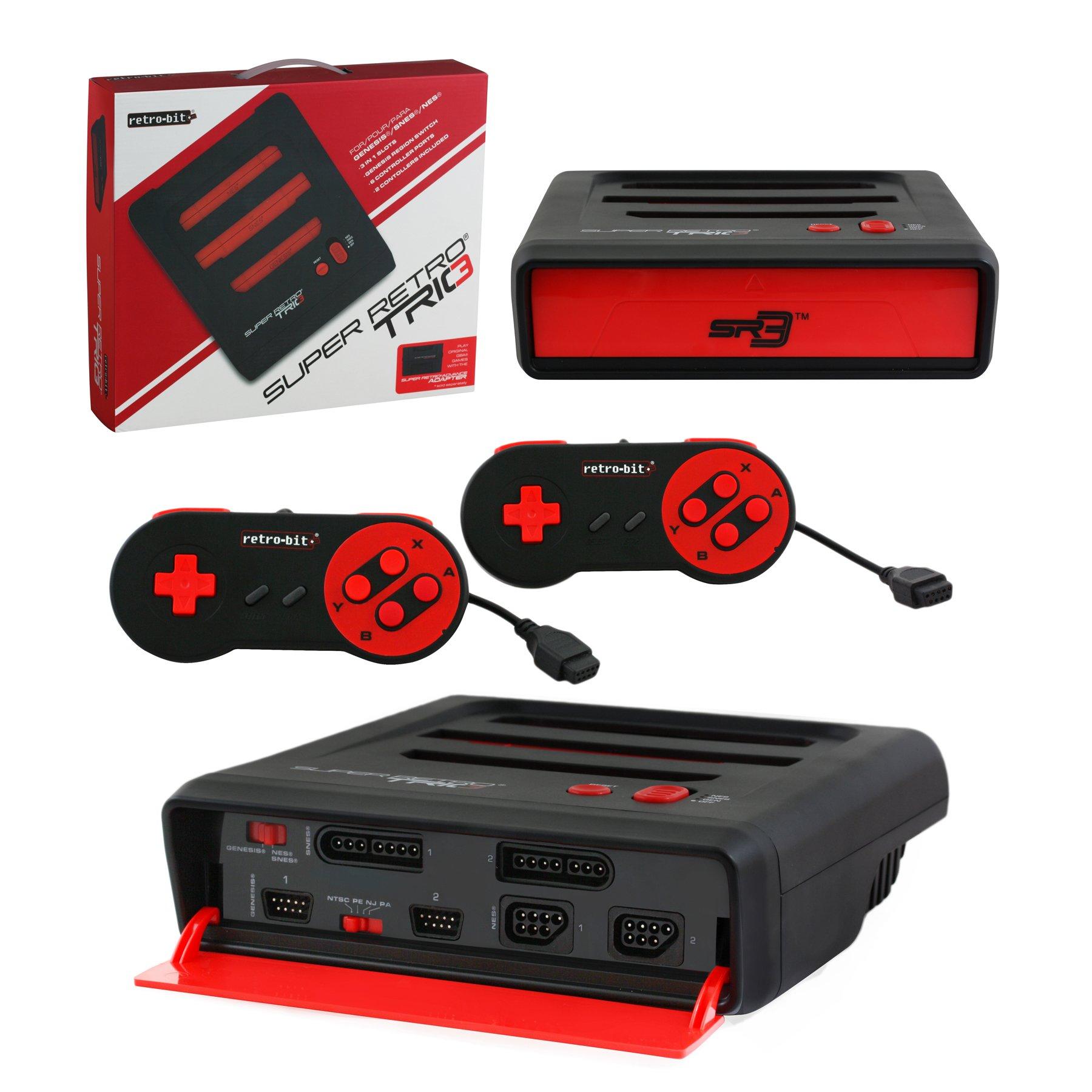 Red Black Retro Bit Super Retrotrio Console Nes Snes Genesis In