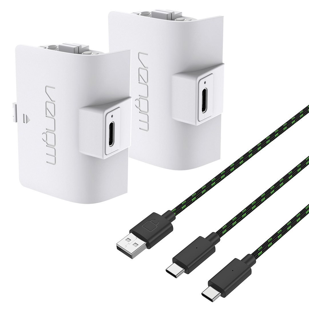 Venom UK Venom High-Capacity Rechargeable Battery Pack for Xbox Series X/S and Xbox One Controllers 2 Pack, White (GameStop)