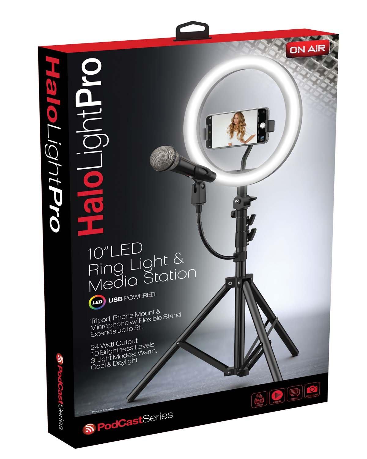 OnAir Tzumi On Air Halo Light Pro 10-In LED Ring Light with Tripod for Smartphones (GameStop)