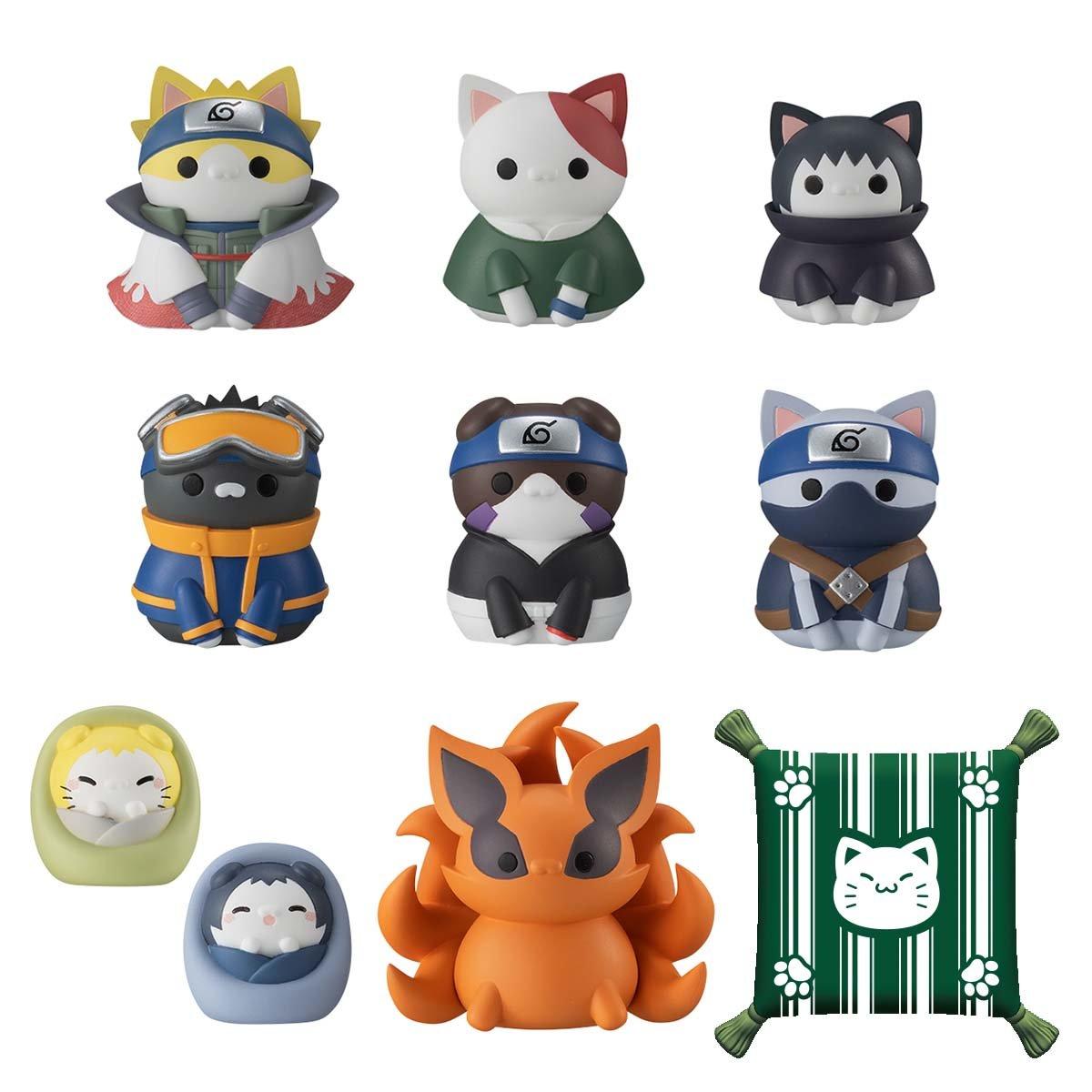 MegaHouse Mega Cat Project Nyaruto Naruto Shippuden Once Upon A Time in Konoha Set of 8 1.1-in Figures with Bonus Mini Cushion (GameStop)