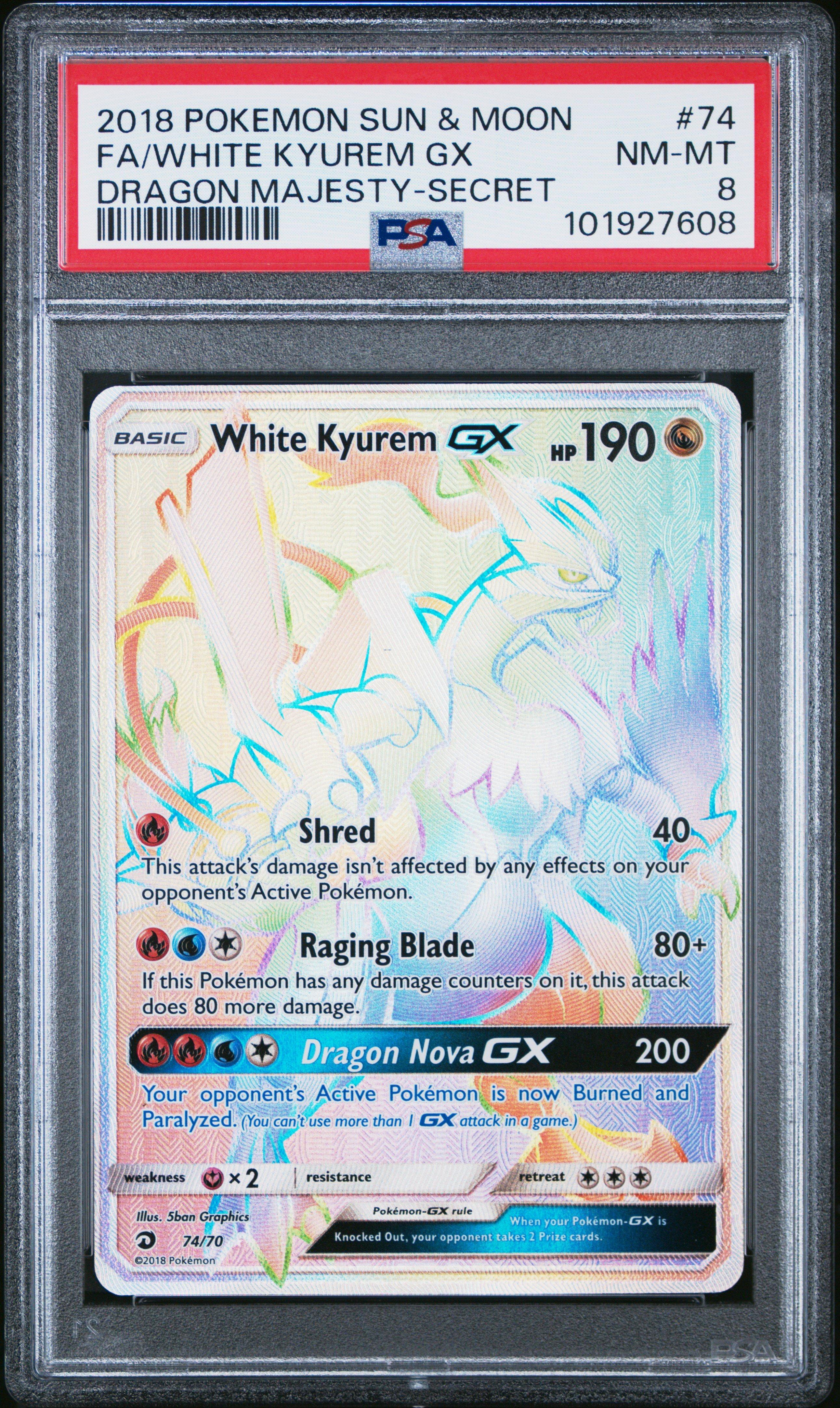 2018 Pokemon Sun Moon Dragon Majesty 74 Full Art White Kyurem Gx