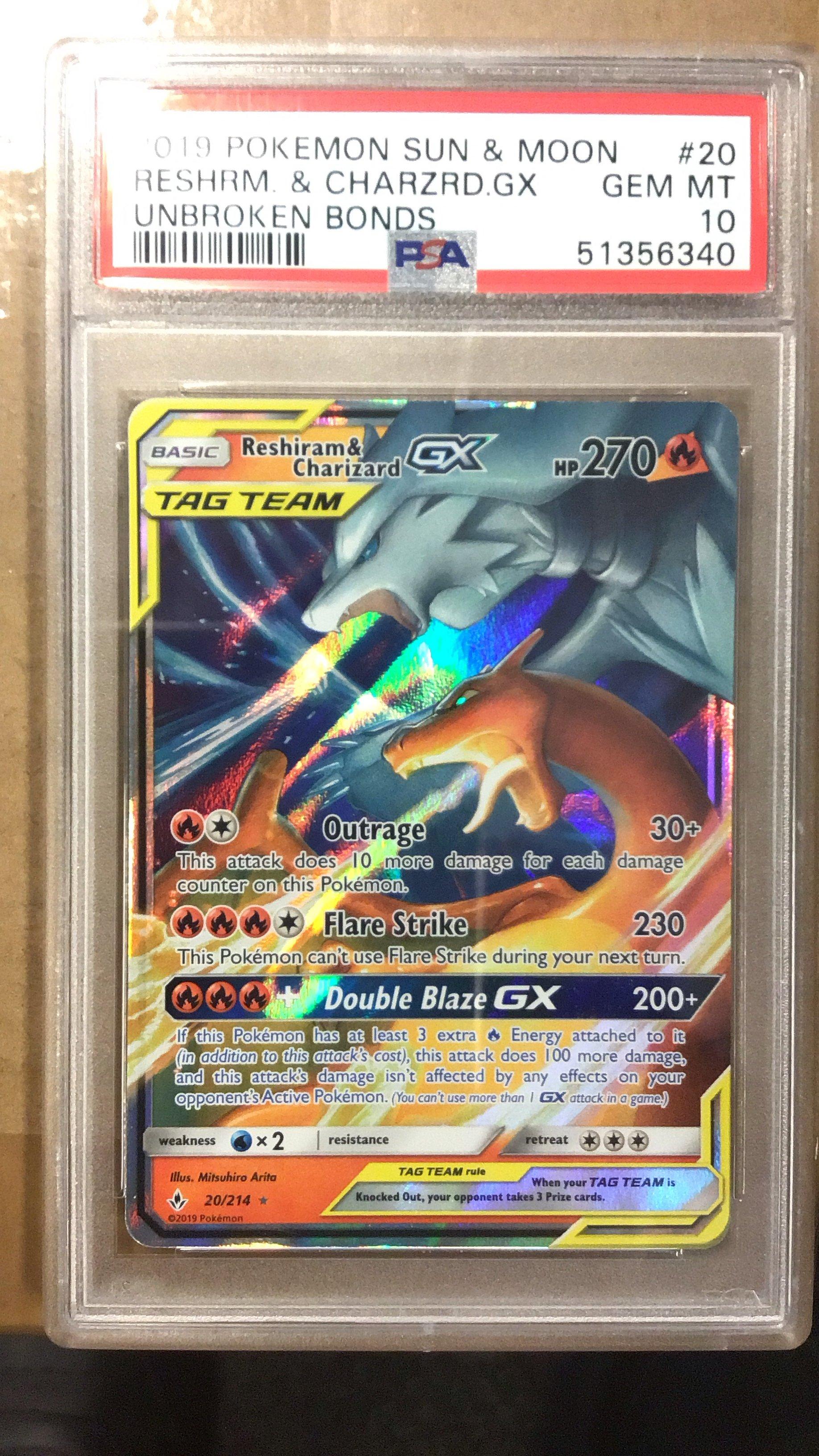 2019 Pokemon Sun Moon Unbroken Bonds 20 Reshiram Charizard Gx PSA