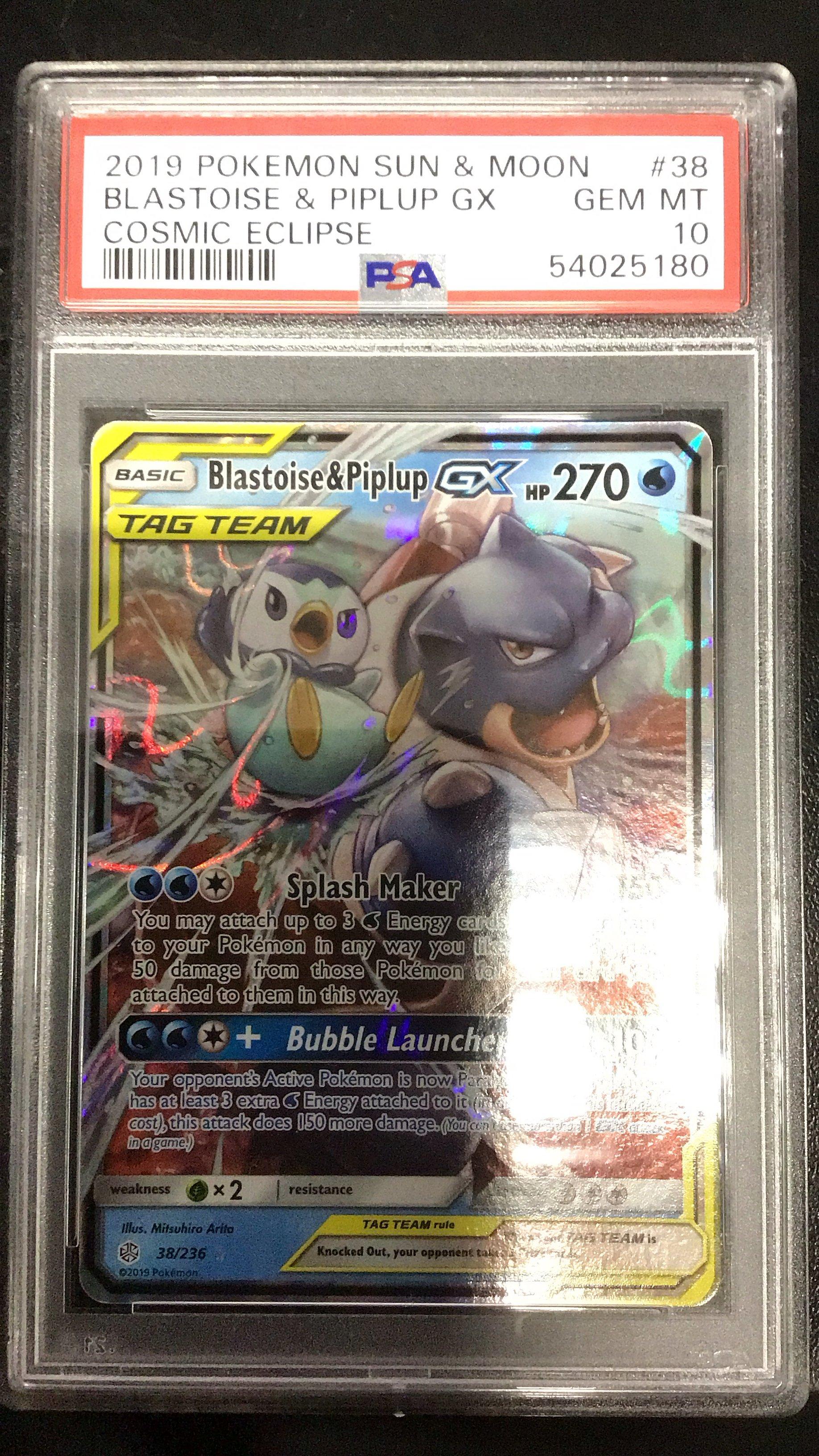 2019 Pokemon Sun Moon Cosmic Eclipse 38 Blastoise Piplup Gx PSA 10