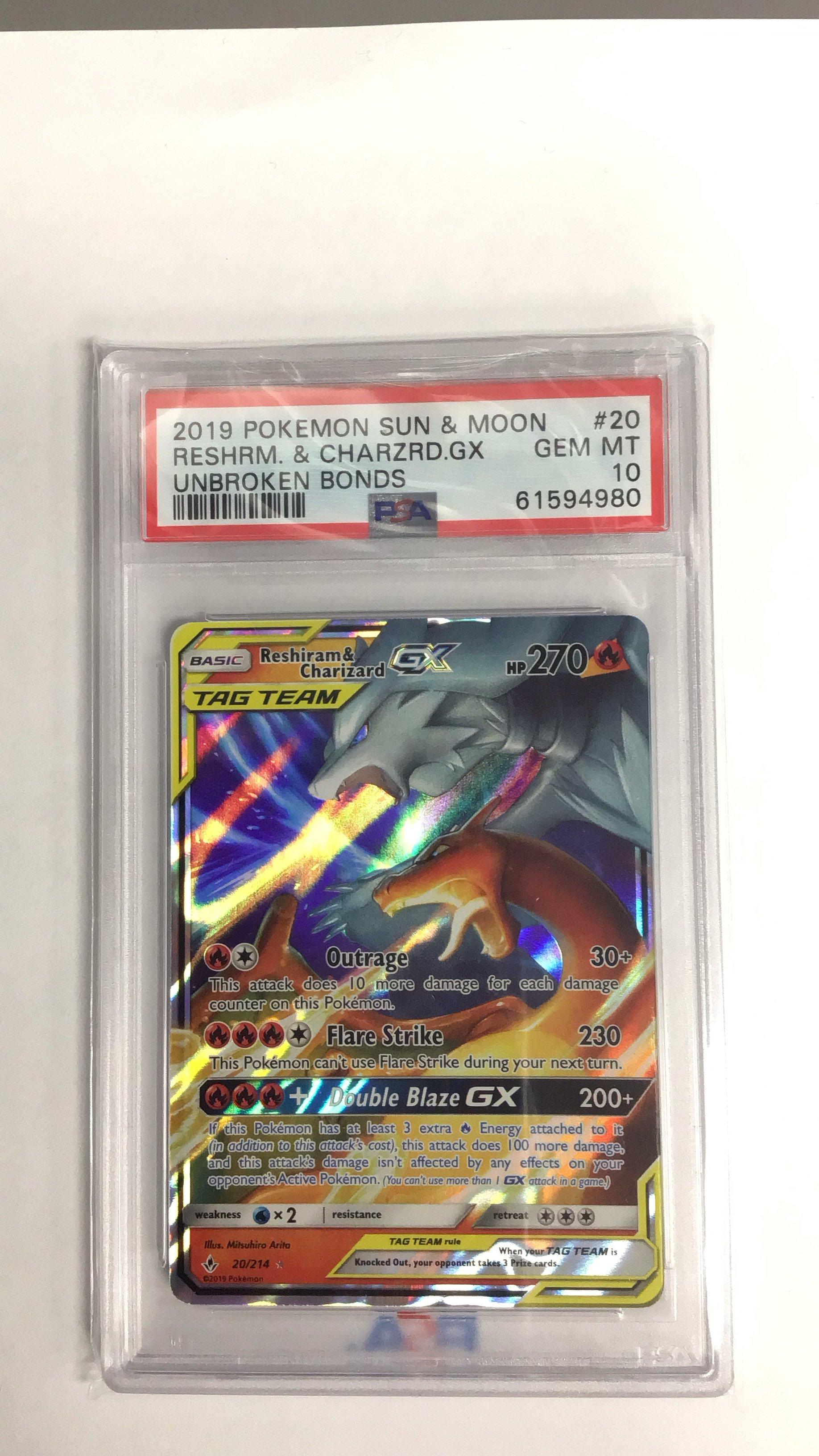 Pokemon Sun Moon Unbroken Bonds Reshiram Charizard Gx Psa