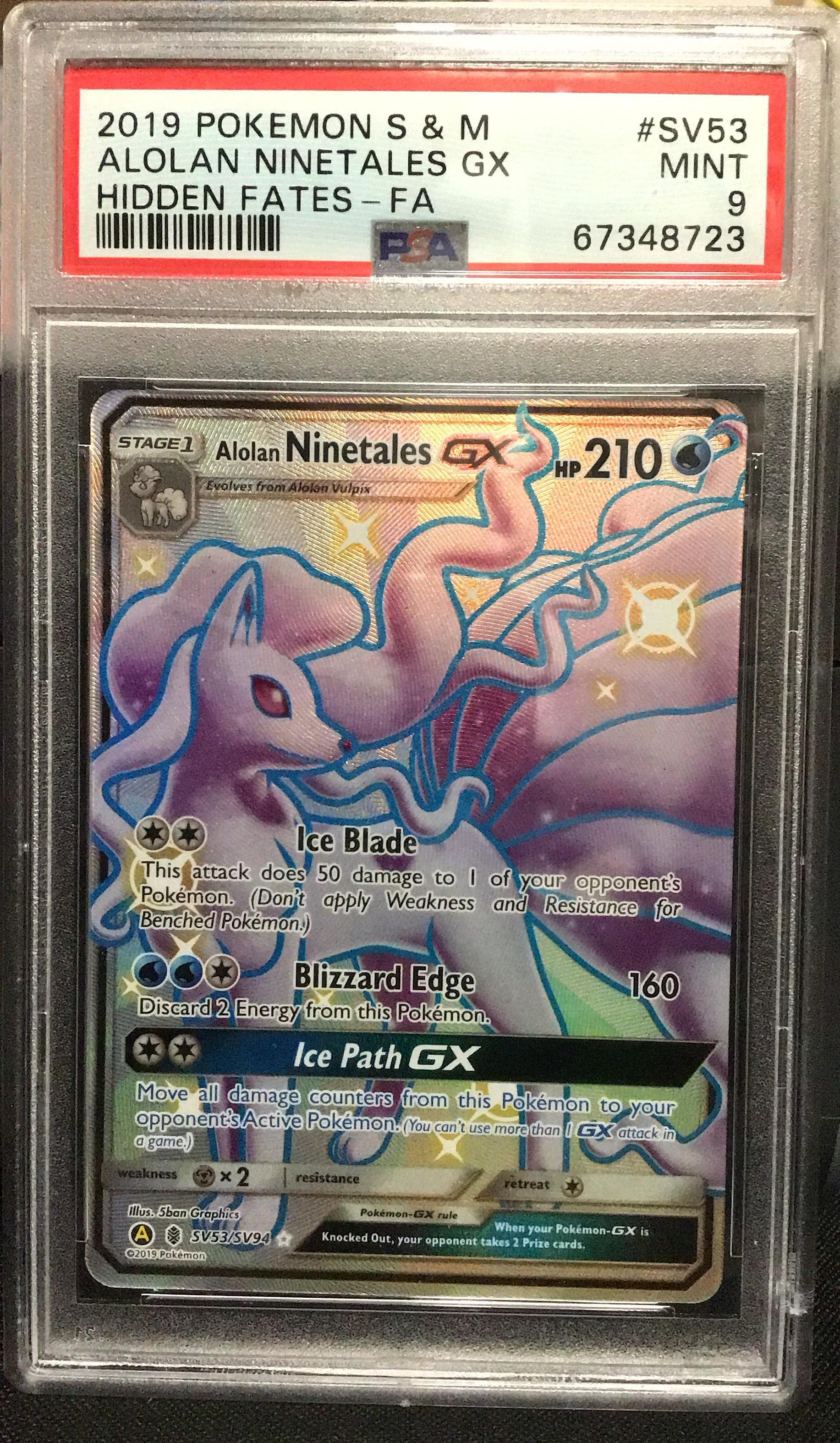 Pokemon Sun Moon Hidden Fates Sv Full Art Alolan Ninetales Gx