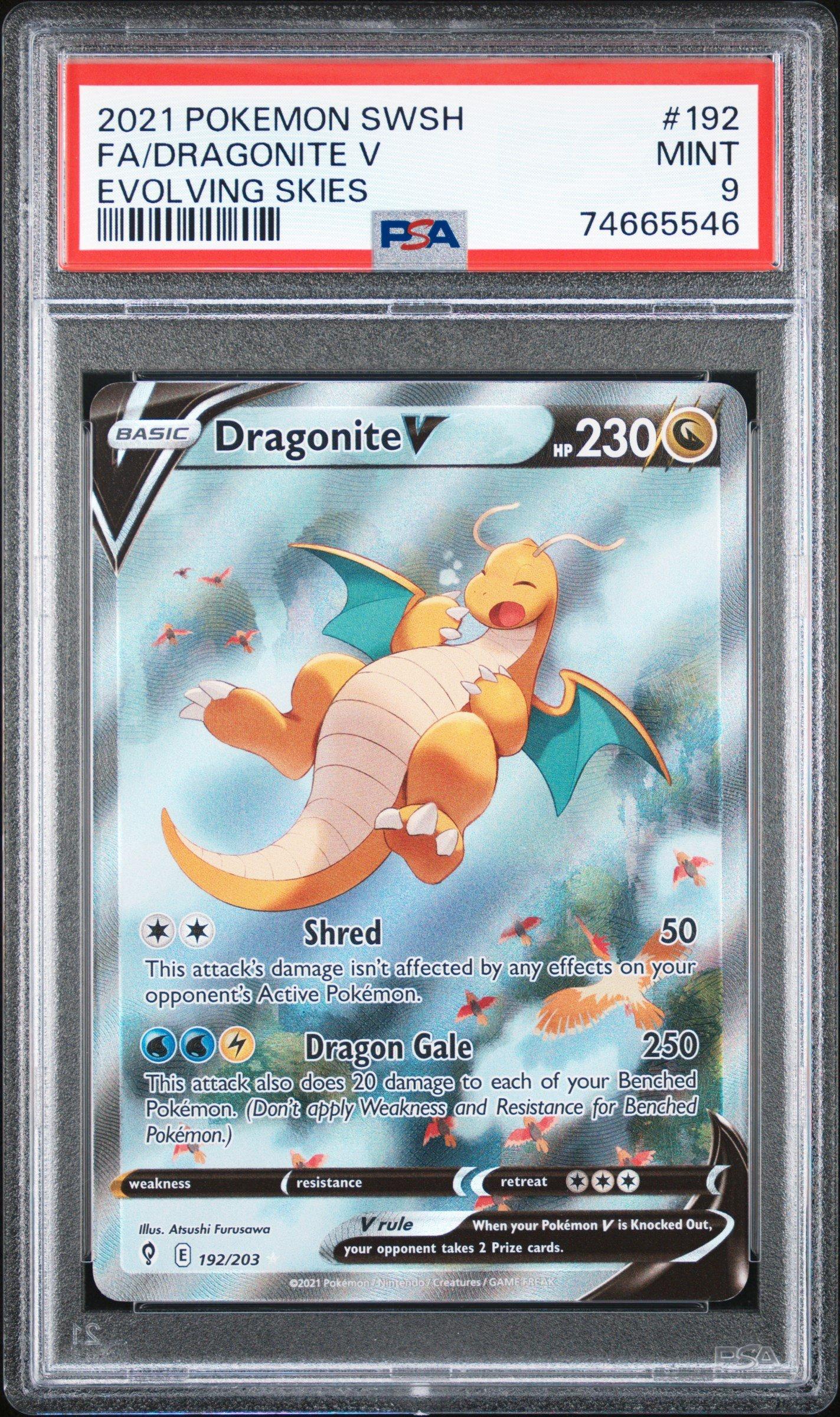 2021 Pokemon Sword Shield Evolving Skies 192 Full Art Dragonite V PSA