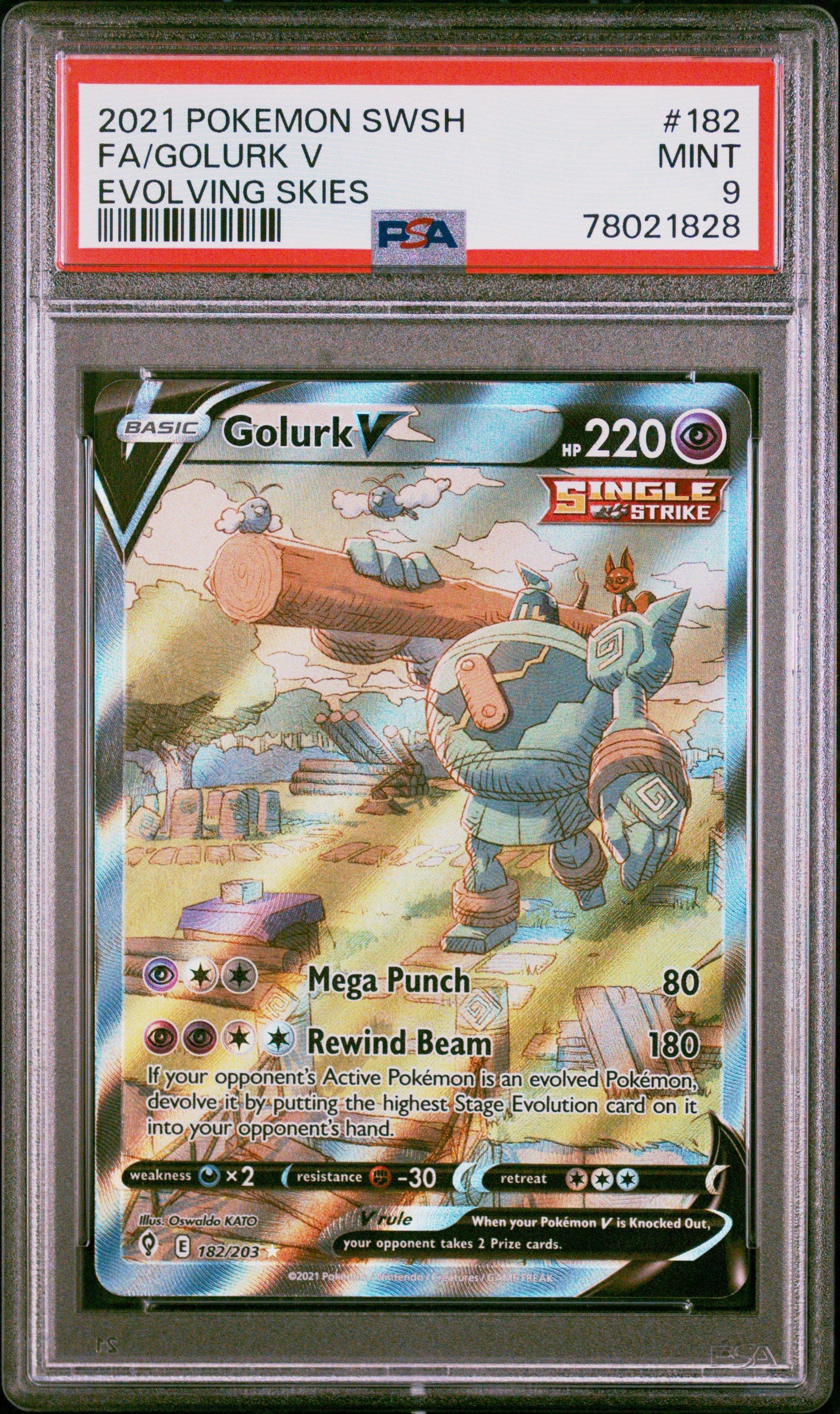 Pokemon Sword Shield Evolving Skies Full Art Golurk V Psa