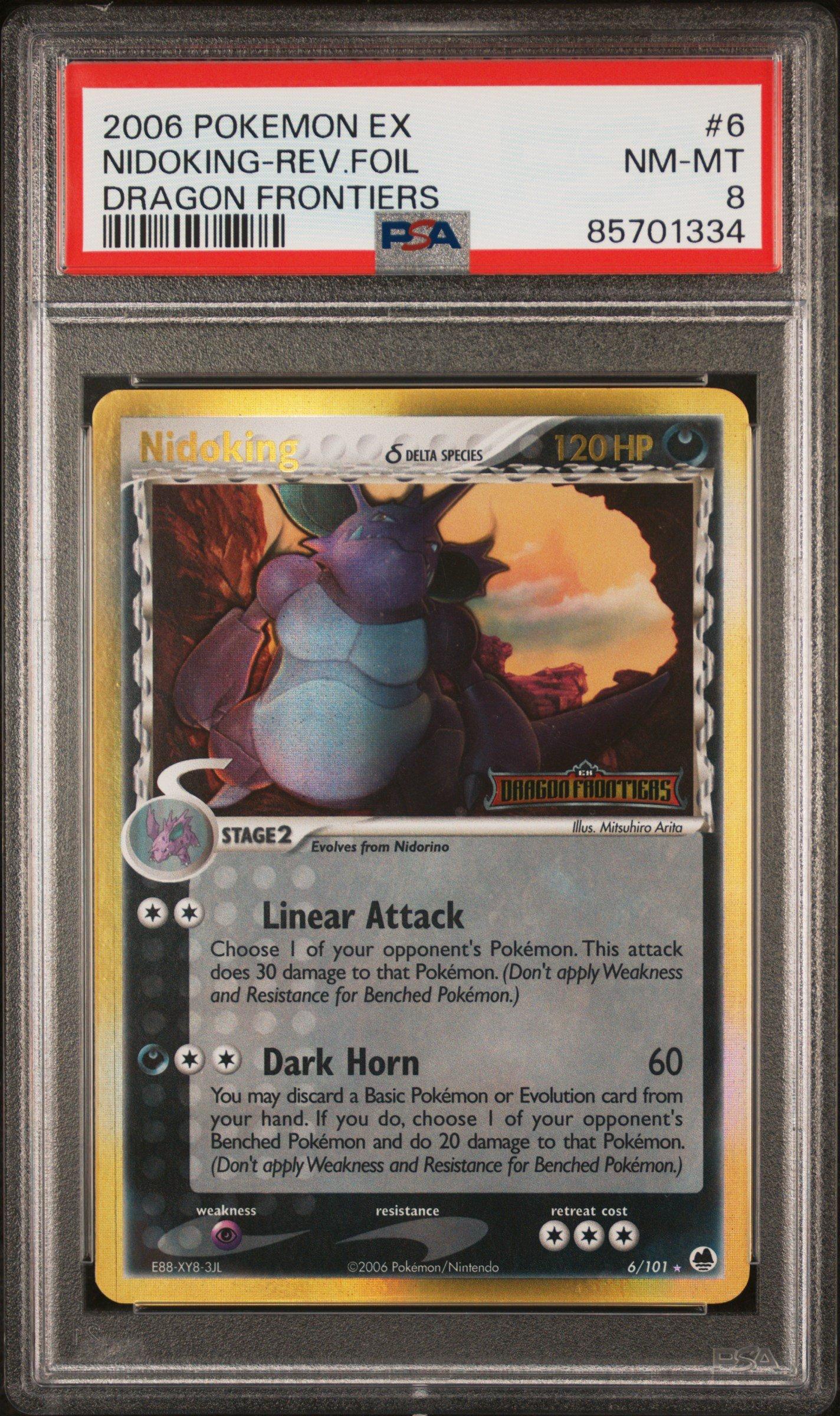 2006 Pokemon Ex Dragon Frontiers 6 Nidoking Reverse Foil PSA 8 GameStop