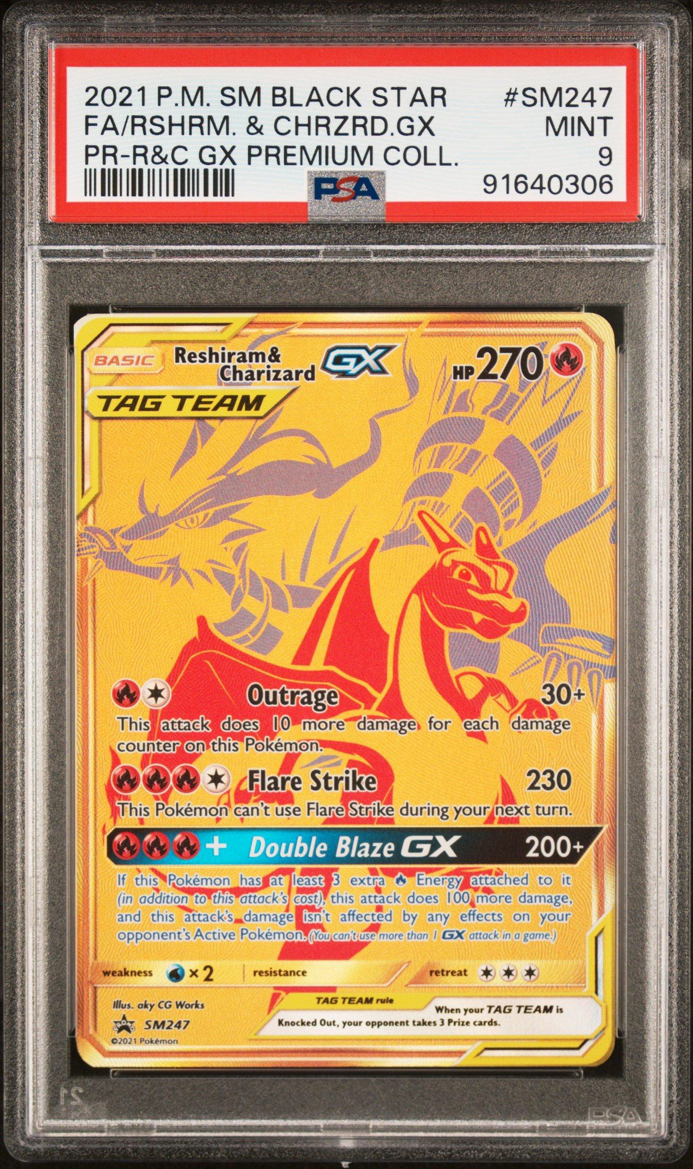 2021 Pokemon Sm Black Star Promo Sm247 Full Art Reshiram Charizard Gx