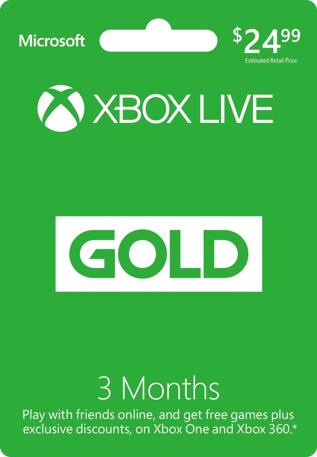 Xbox Live Gold 3 Month Membership 
