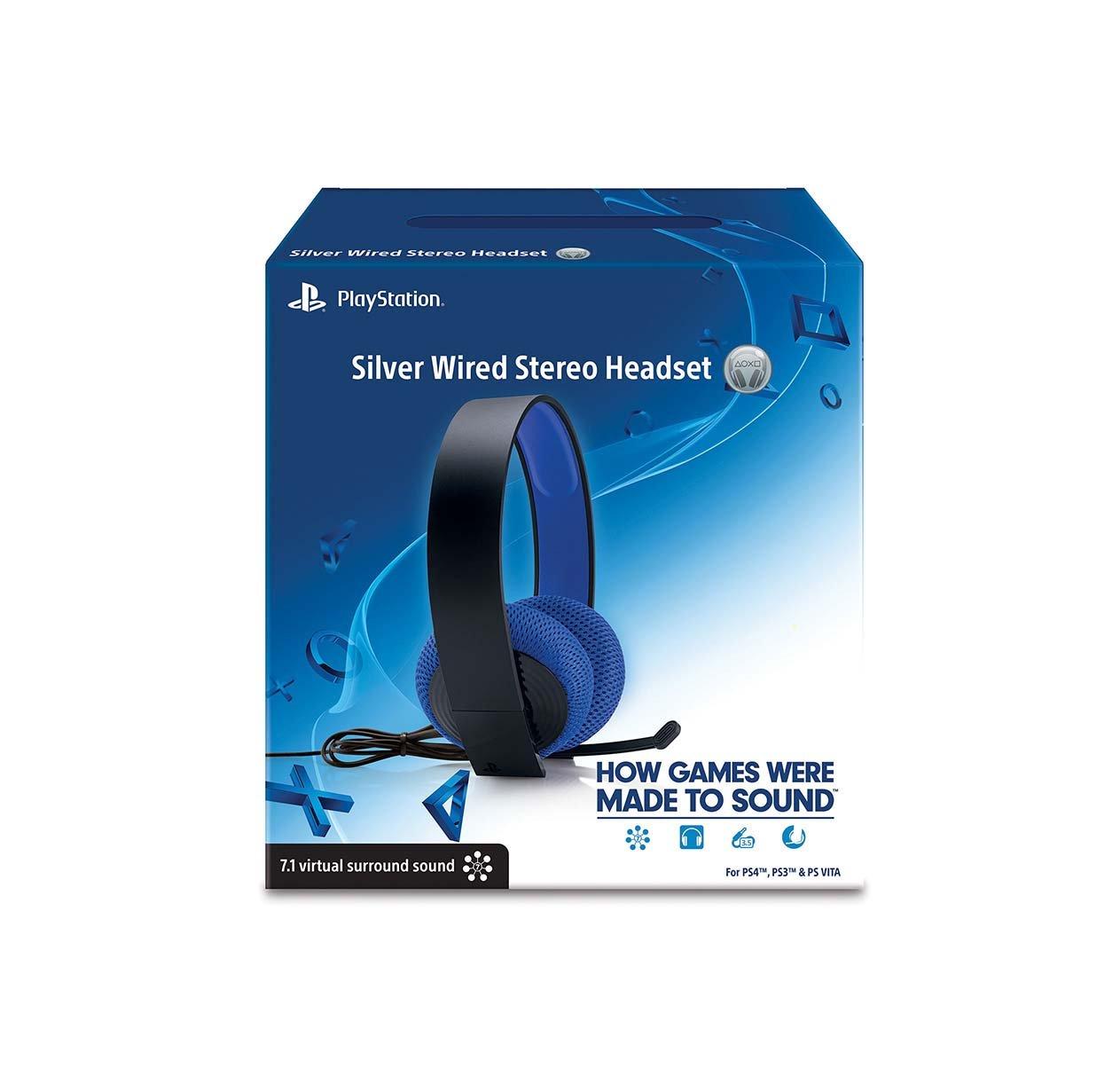 sony playstation silver wired stereo headset