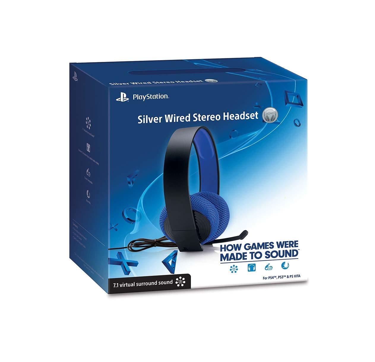 playstation silver wired stereo headset