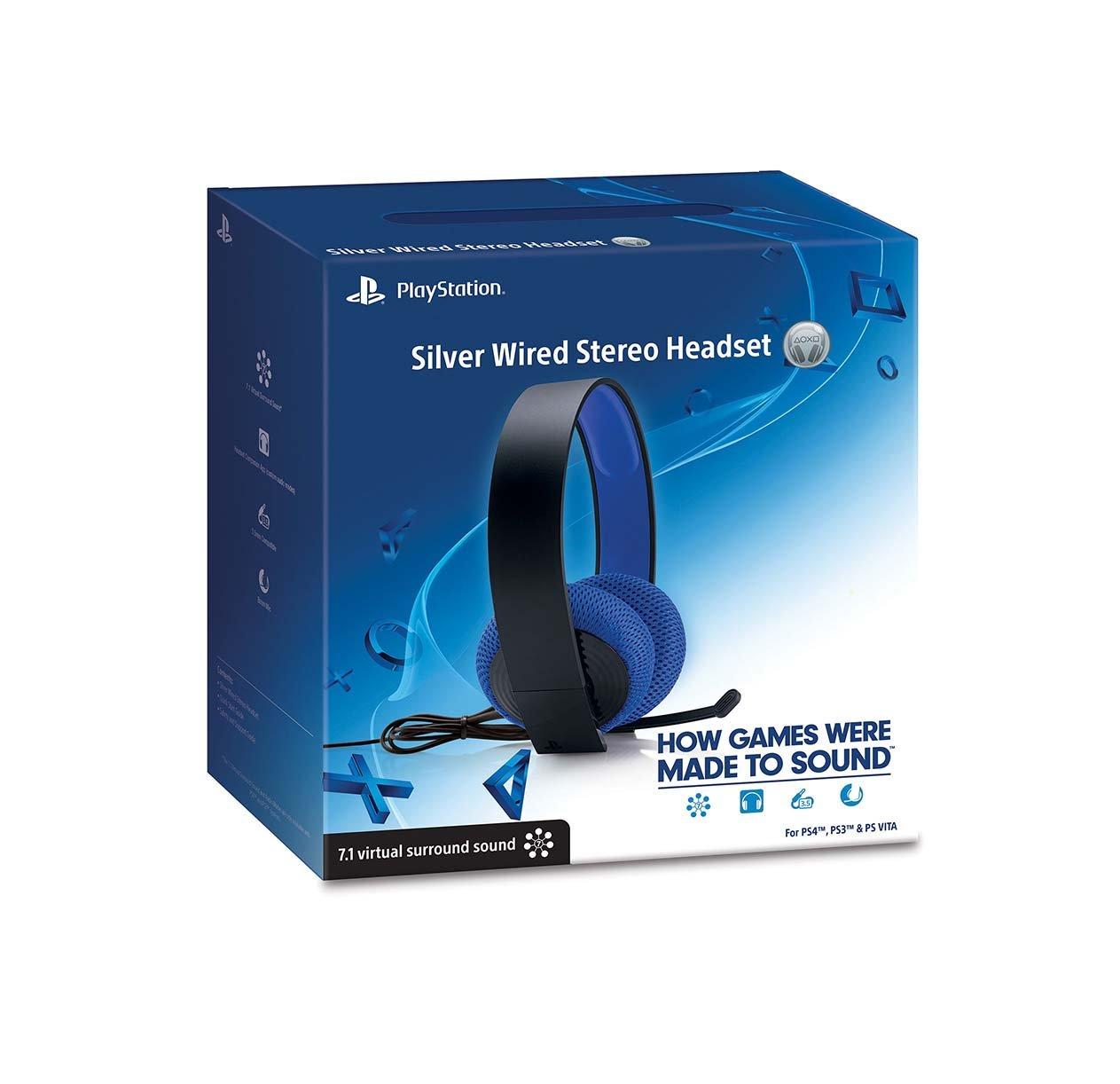 sony playstation silver wired stereo headset