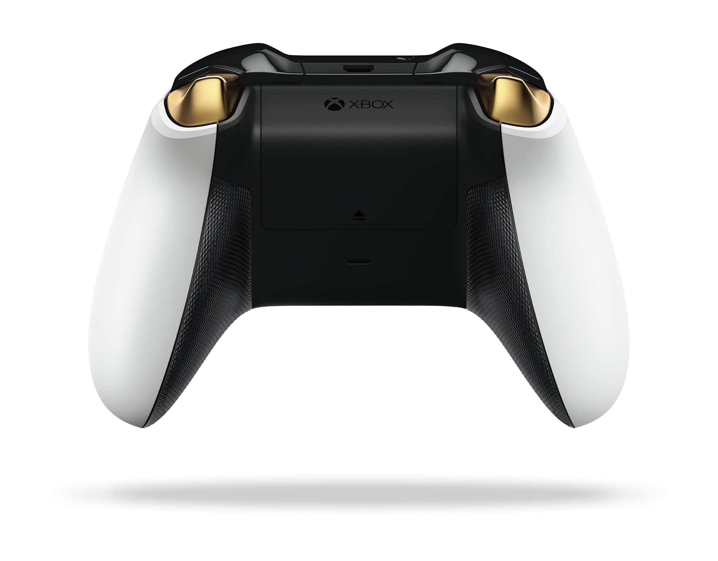 white black and gold xbox one controller