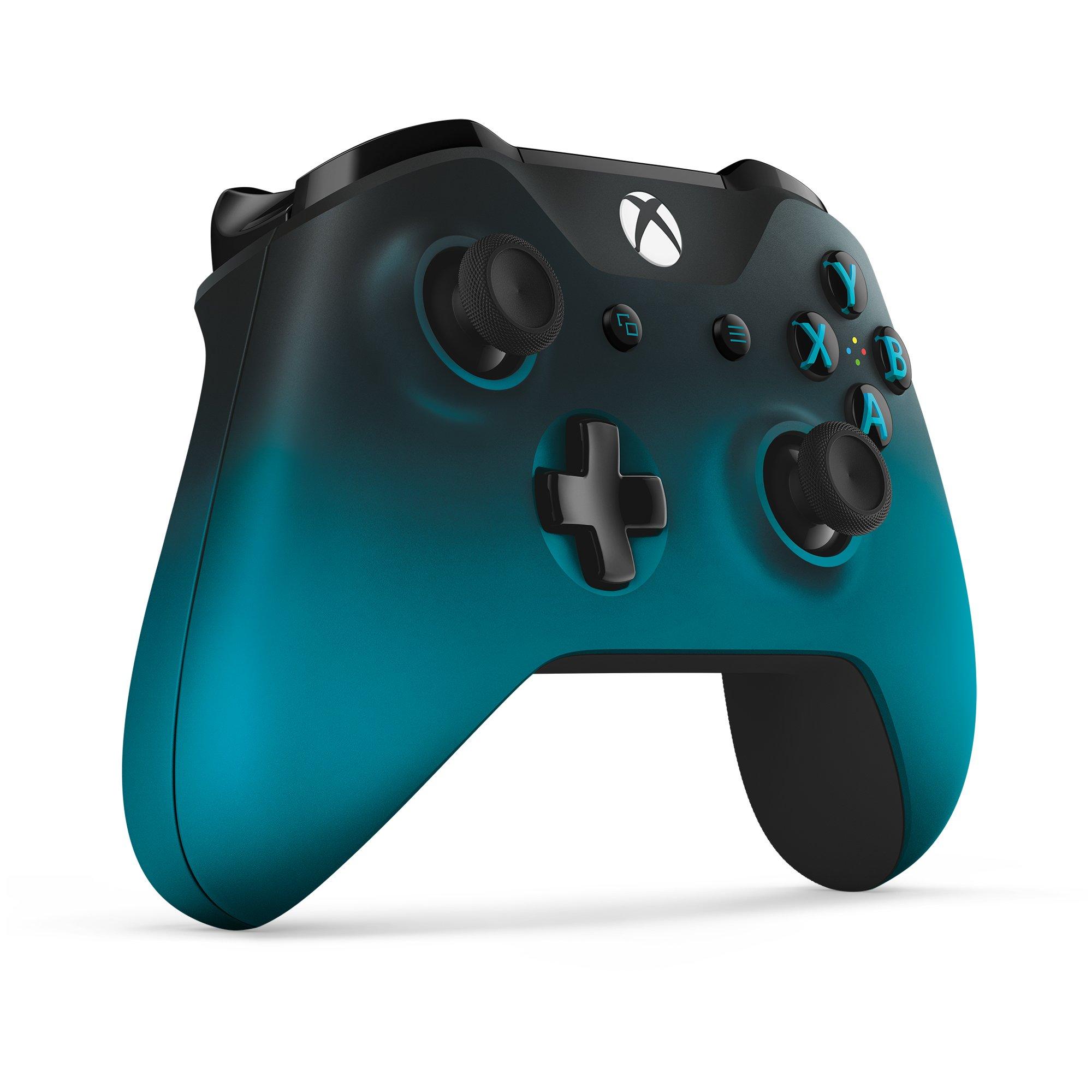 microsoft xbox one gray and blue wireless controller
