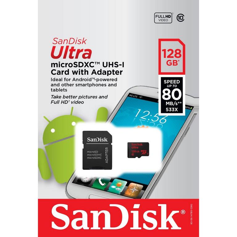 SanDisk 128GB Ultra microSDXC Card with Adapter for Nintendo