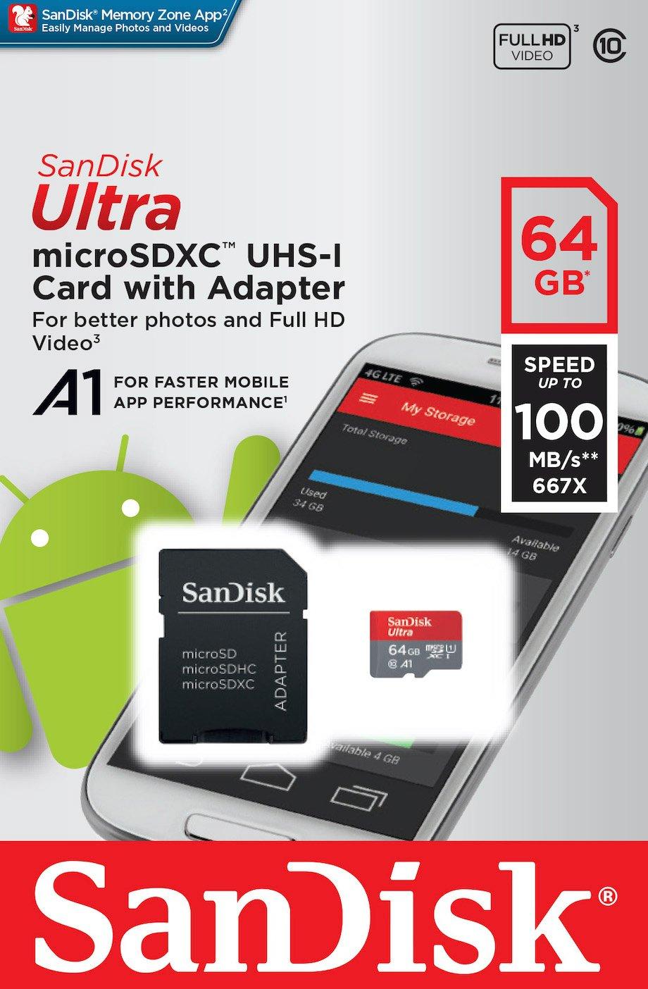 Ultra microSD Card with Adapter 64GB for Nintendo Switch