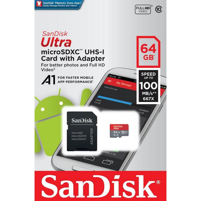 SanDisk 64GB Ultra microSD Card with Adapter for Nintendo