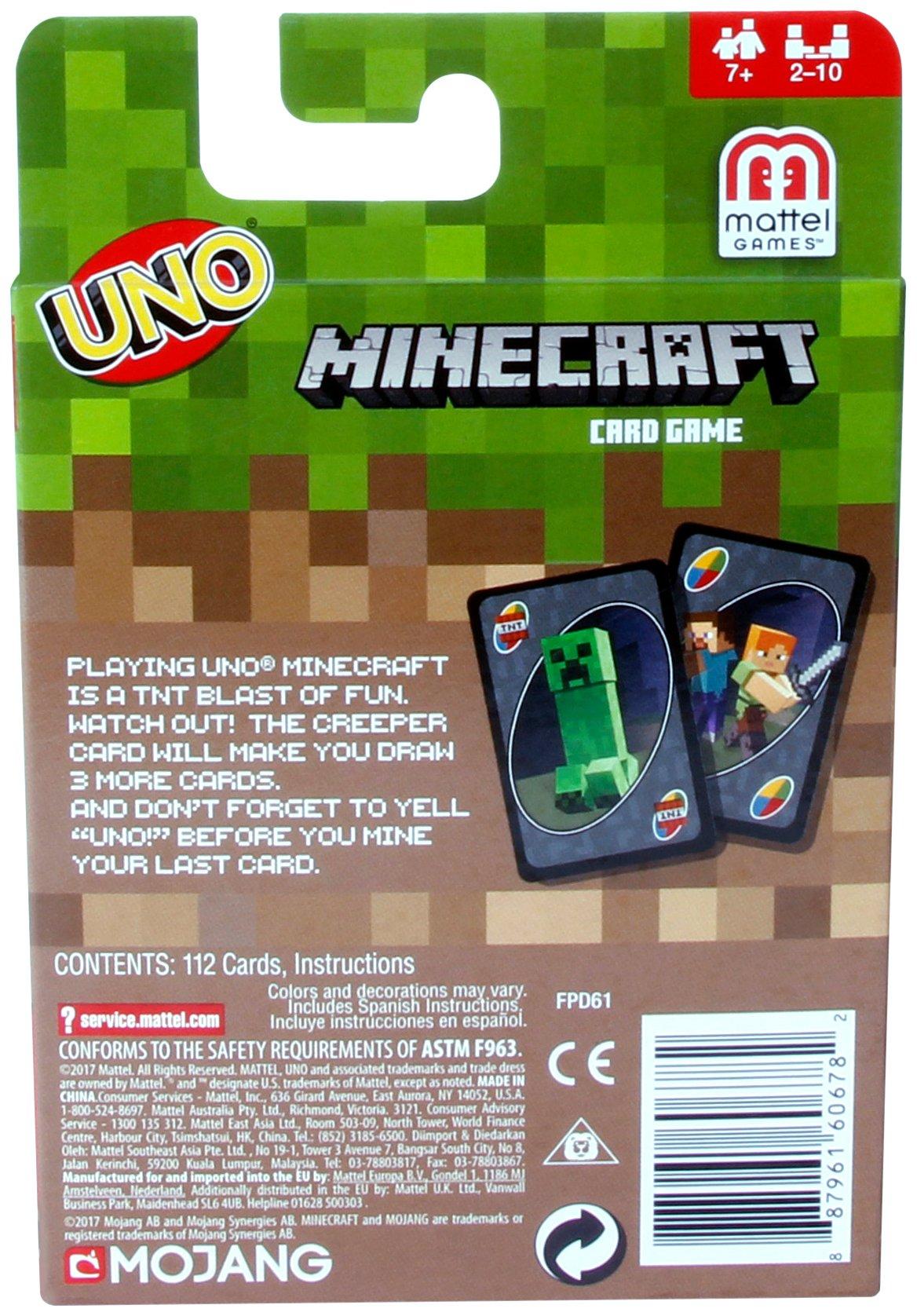 UNO New Limited Edition Of Favorite Minecraft Card Game Mattel Mojang Sealed 