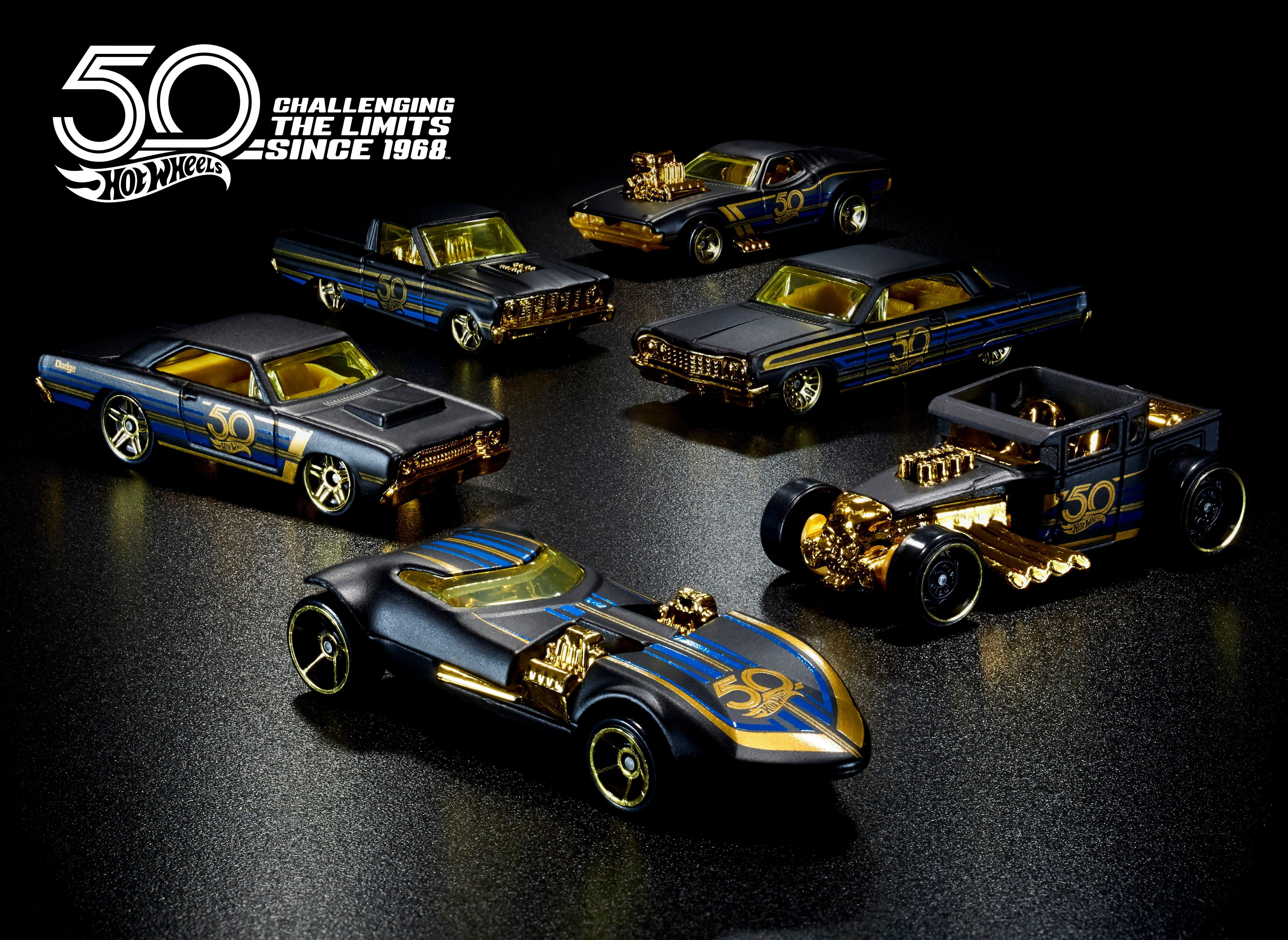 hot wheels 50th anniversary black and gold set