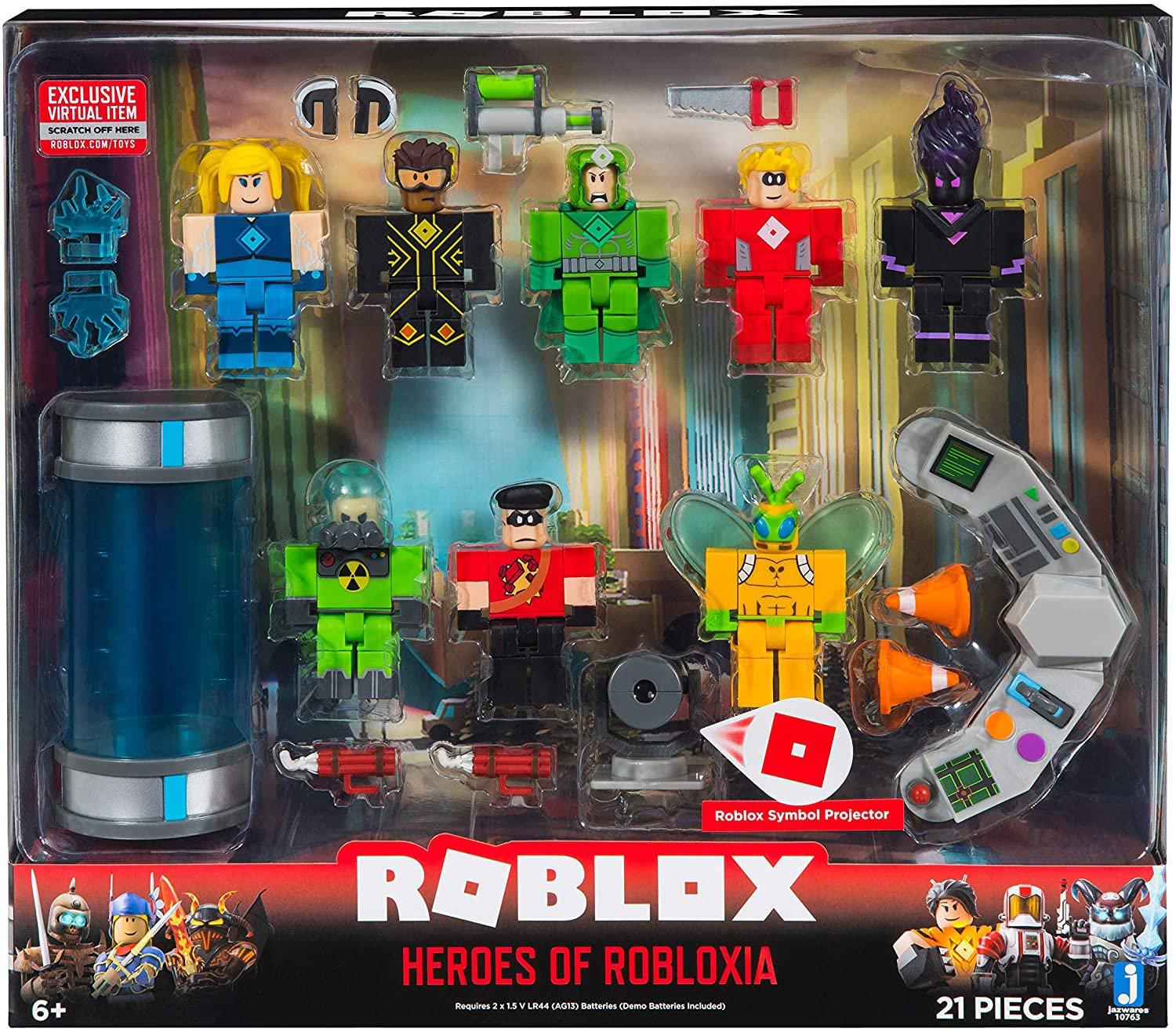 Roblox Heroes Of Robloxia Action Figure Set Gamestop - roblox character figures