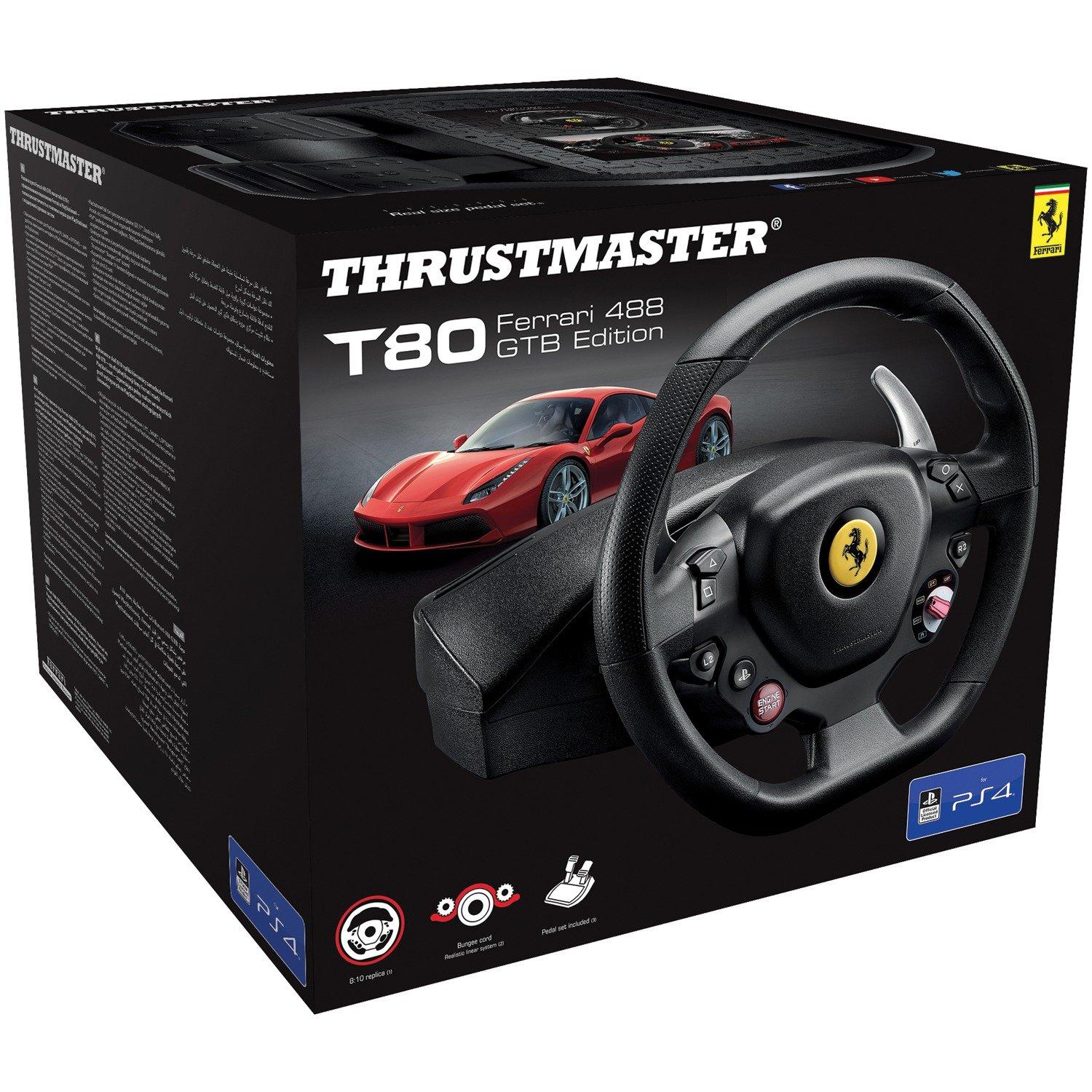 Thrustmaster T80 Ferrari 488 GTB Edition Noir Volant + pédales Numérique  PC, PlayStation 4, PlayStation 5 - Sotel