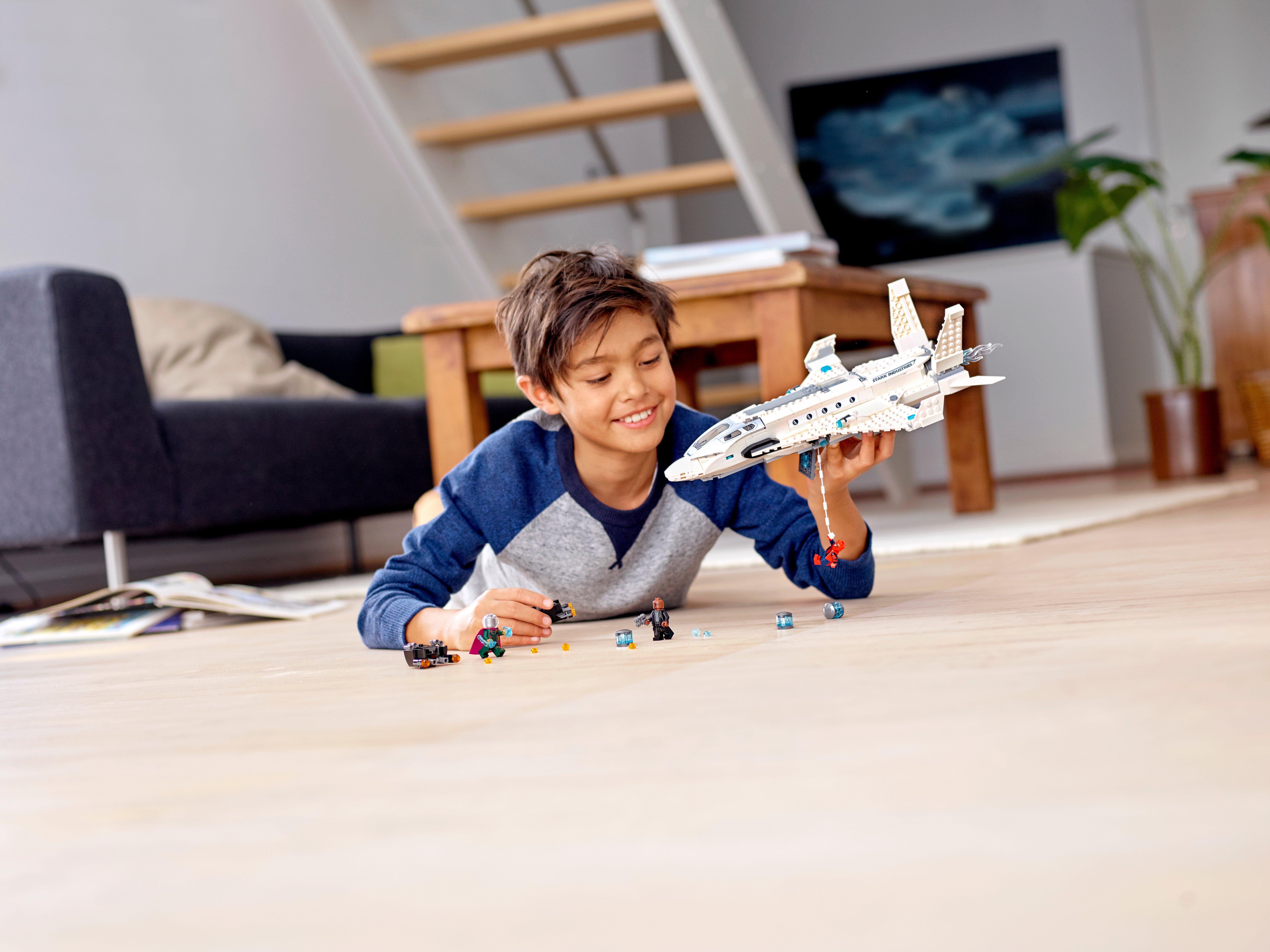 lego spider man stark jet and the drone attack