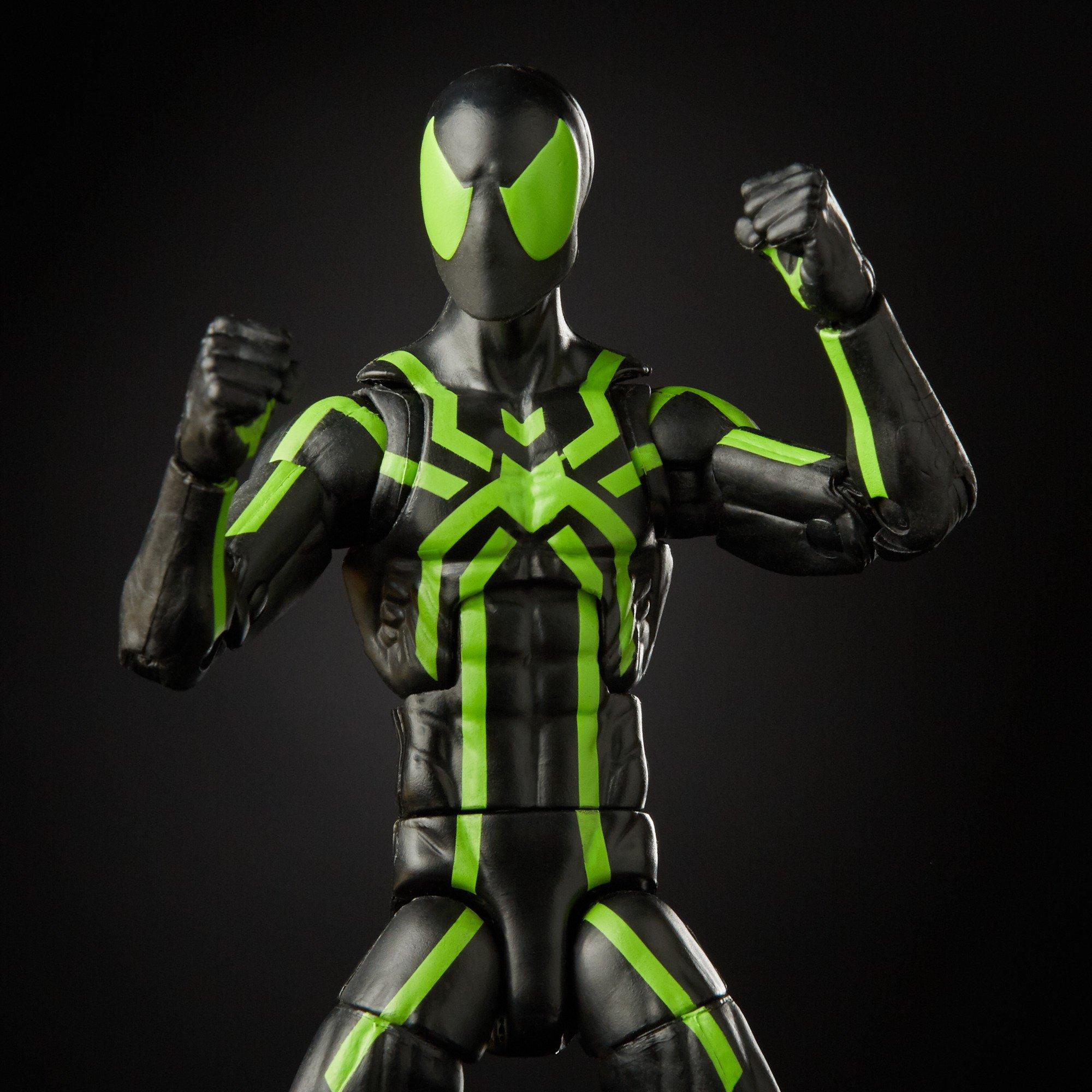 black and green spiderman action figure