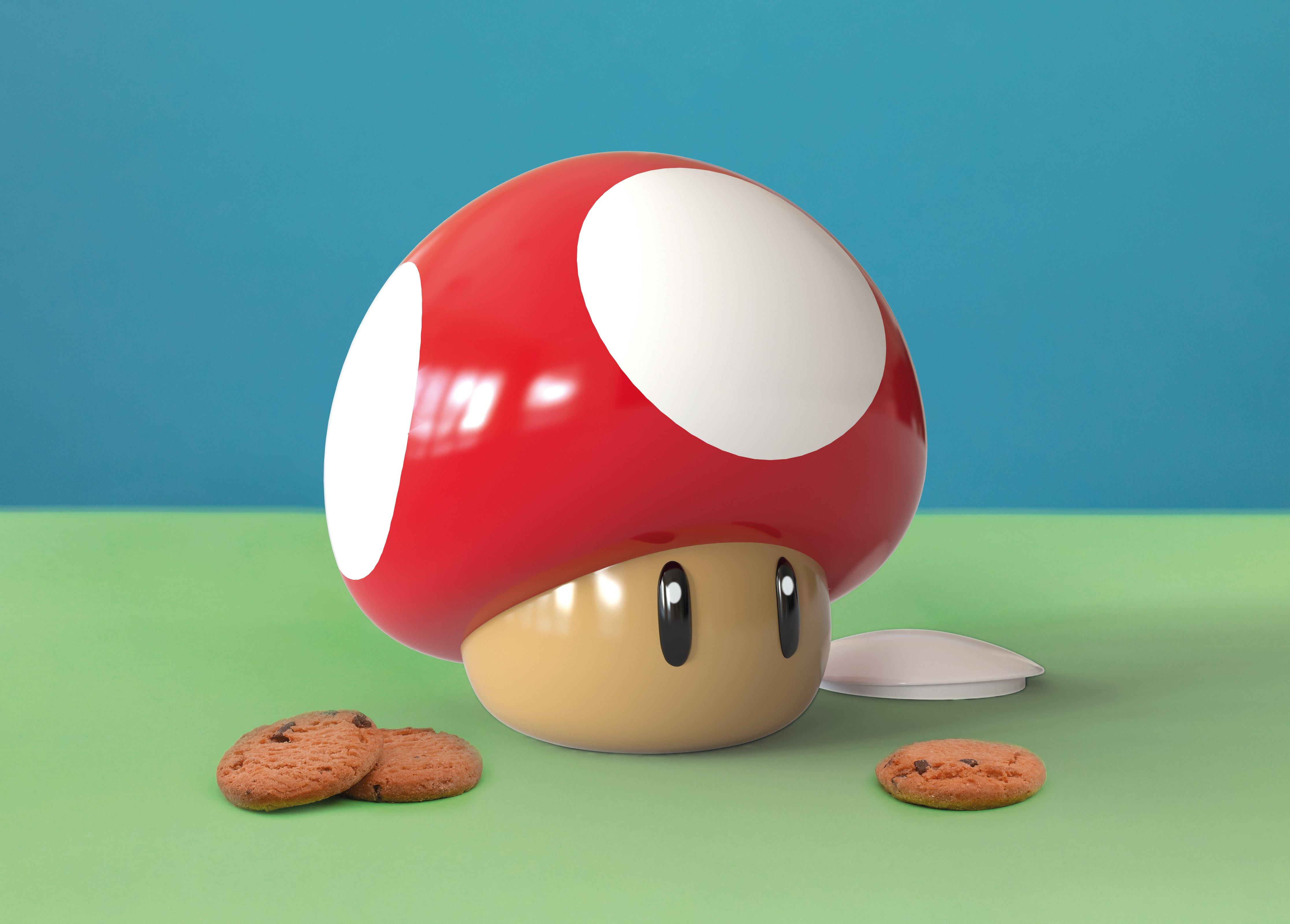 Mario New Super Mario Bros.-Mushroom Figure & Question Block.