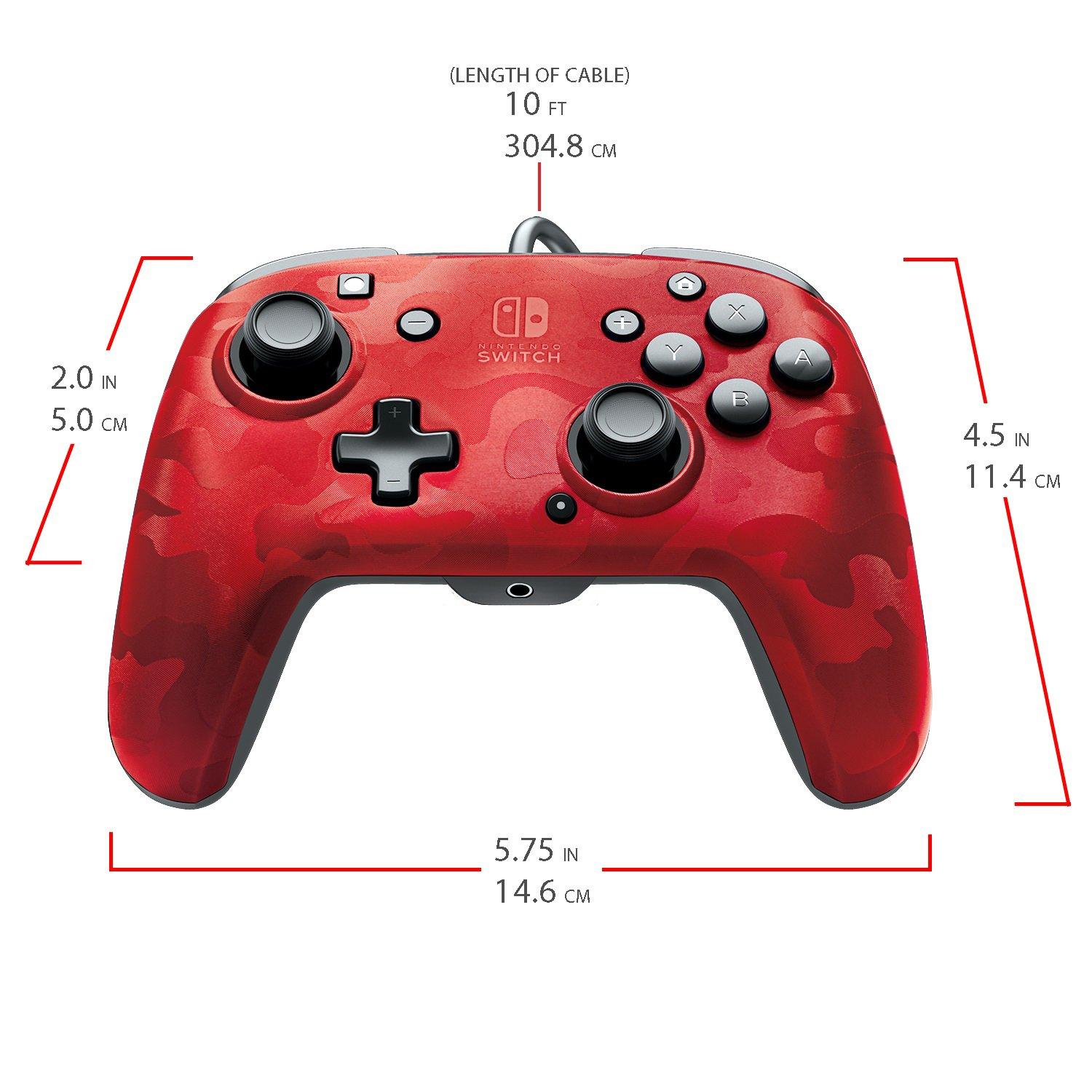 PDP Faceoff Deluxe Audio Wired Controller Red Camo for Nintendo Switch