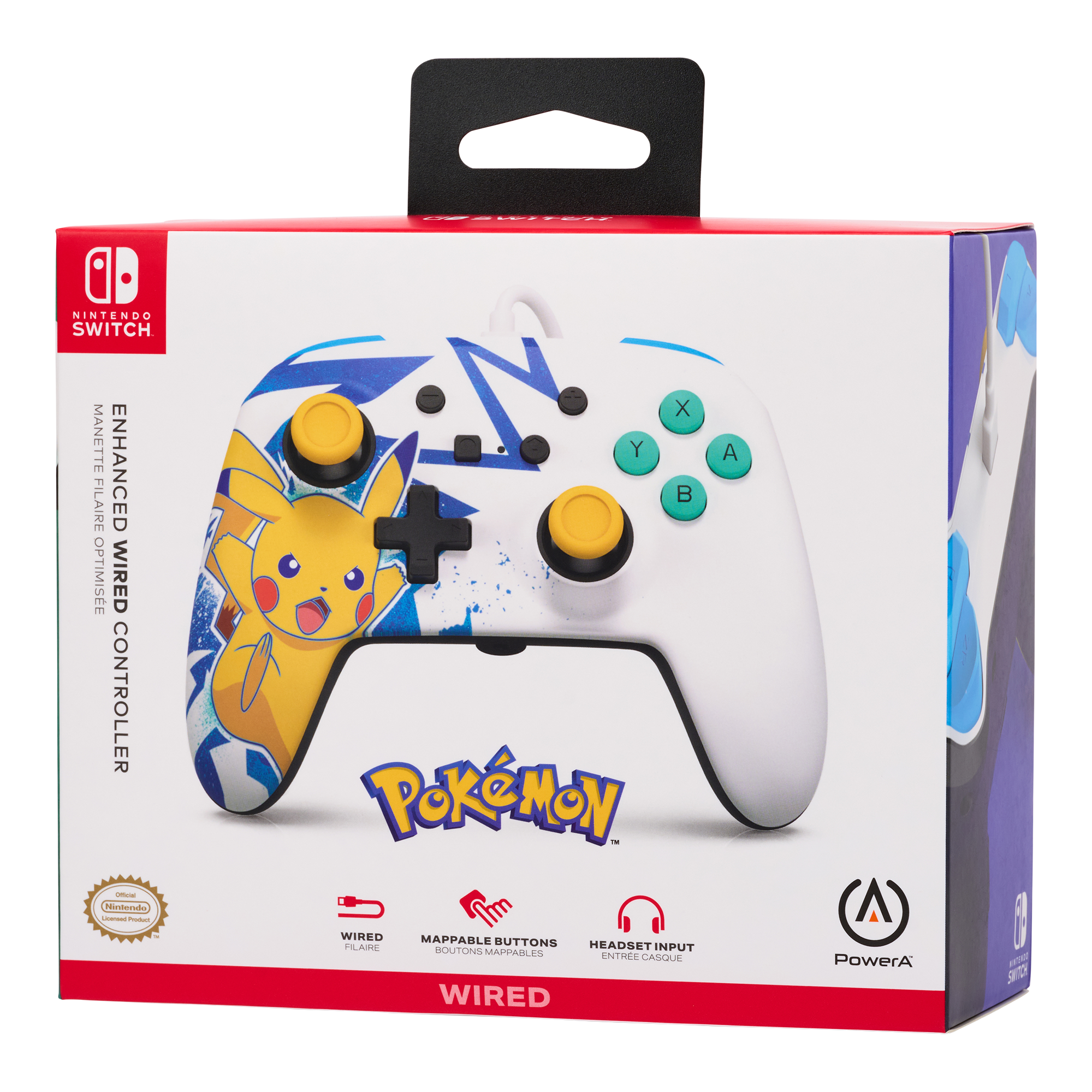 Manette Switch filaire avec palette – Pokémon – Pikachu Black