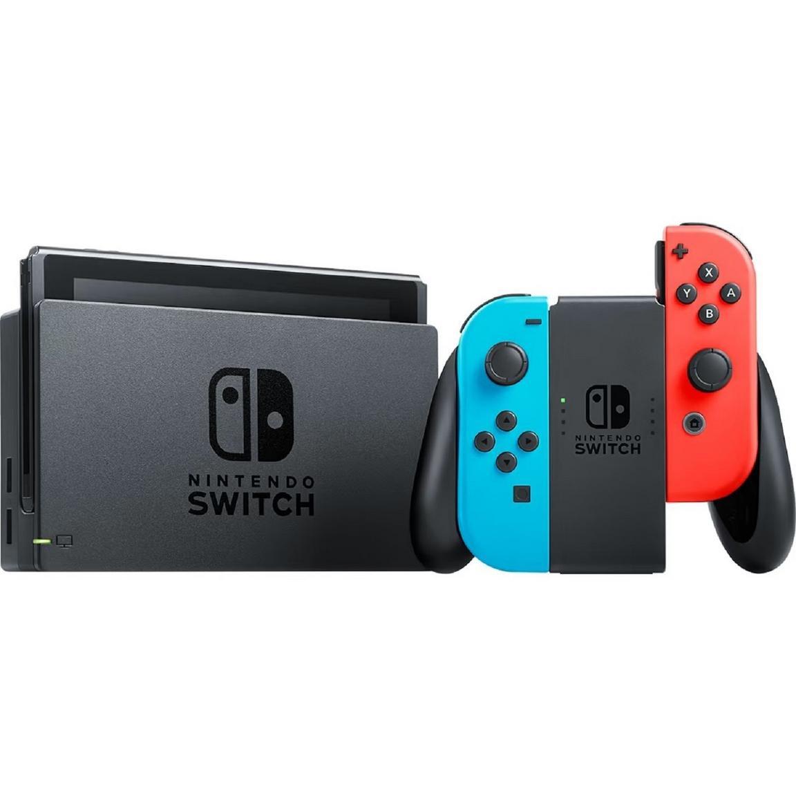 Nintendo Switch With Neon Blue And Neon Red Joy Con Nintendo