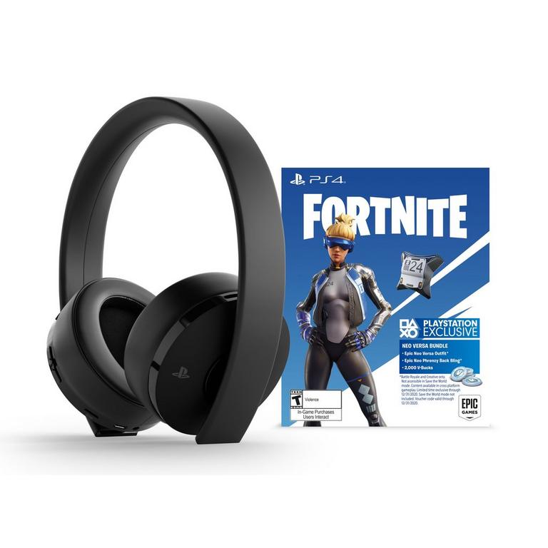 【新品】プレミアムワイヤレスヘッドセット＆FORTNITEネオヴァーサコード Sony Fortnite Neo Versa Gold Wireless Headset | GameStop