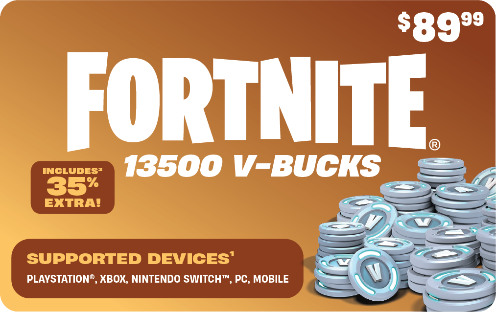 FORTNITE 1000 2800 5000 13500 V-Bucks GIFT CARD FULL SET UK Edition (NO V- BUCKS)