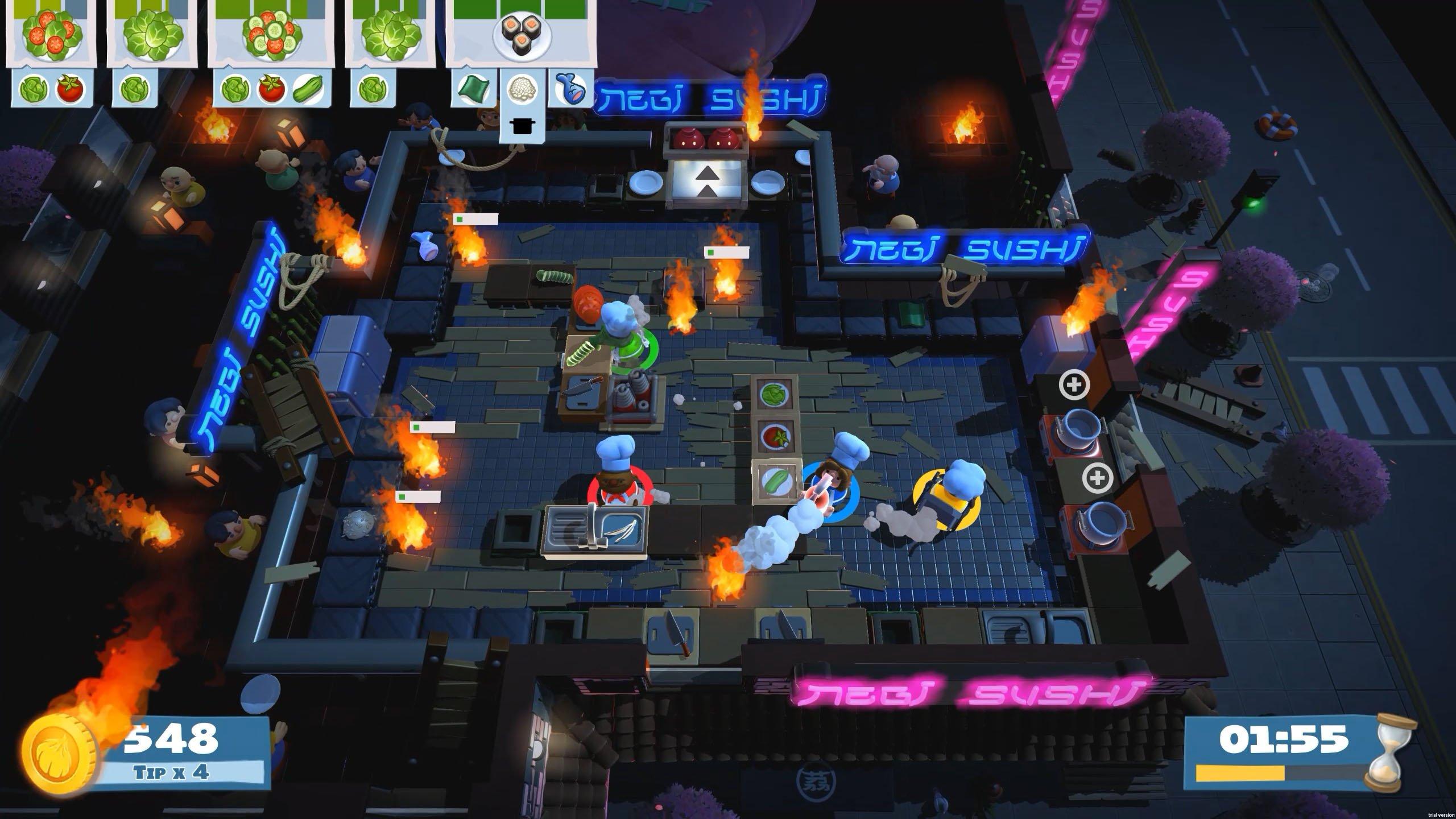 Overcooked Level 1-3 2 Player Co-op 3 Stars 