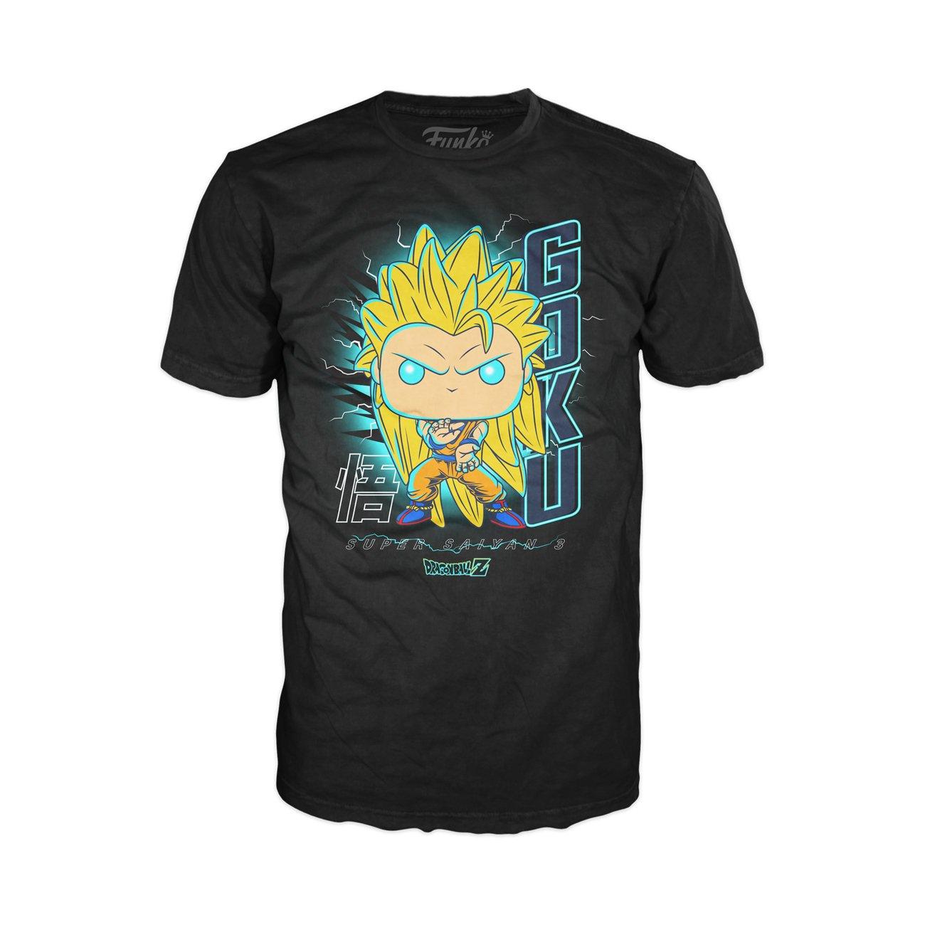Fan Favorite Pop And Tee Dragon Ball Z Super Saiyan 3 Goku T Shirt Only At Gamestop Fandom Shop - super saiyan 3 goku face roblox