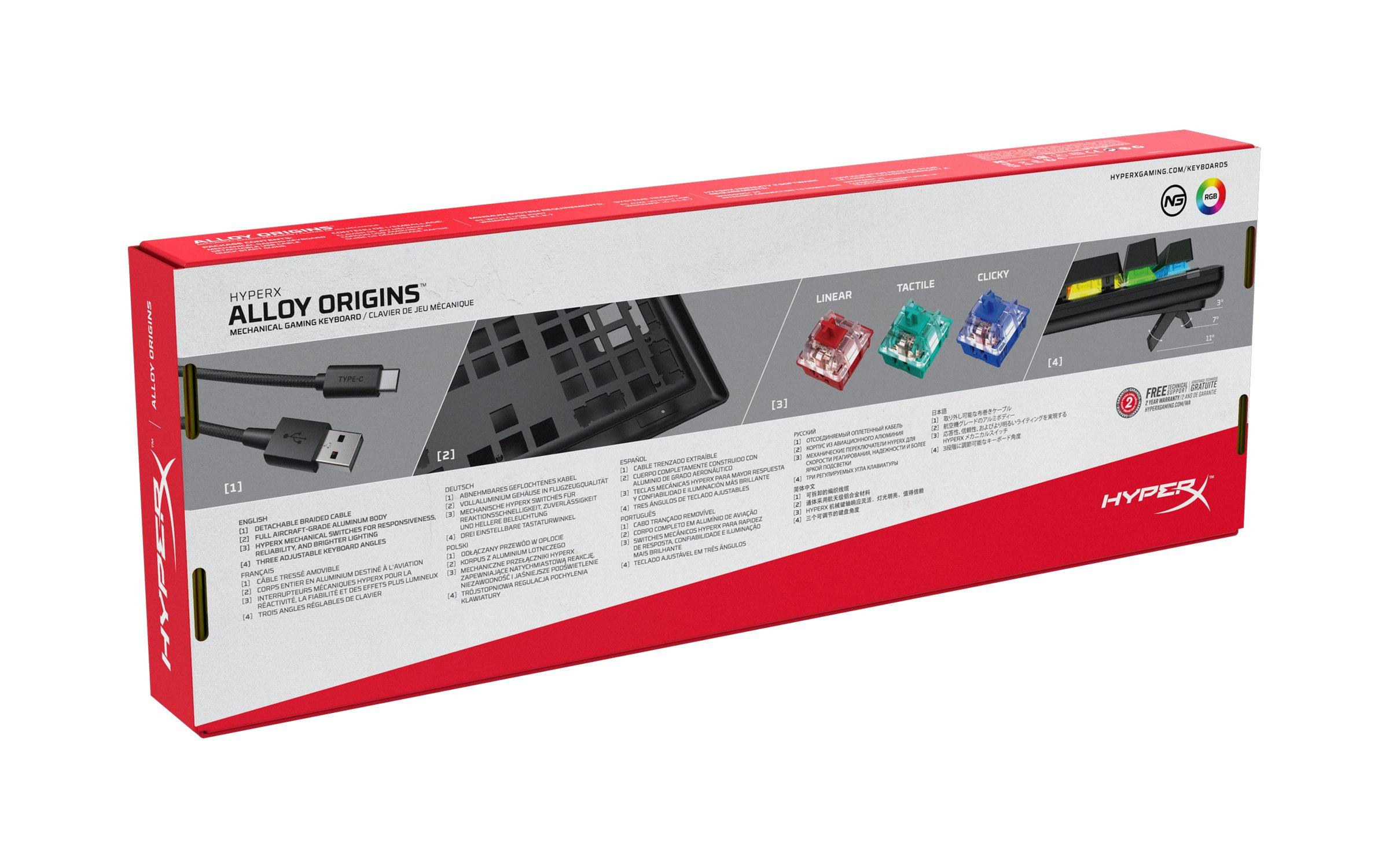 list item 7 of 7 HyperX Alloy Origins Red Linear Switches Wired Mechanical Gaming Keyboard