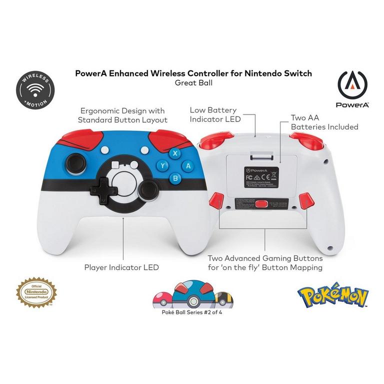 Pornografi detaljeret neutral PowerA Enhanced Wireless Controller for Nintendo Switch Pokemon Great Ball  | GameStop