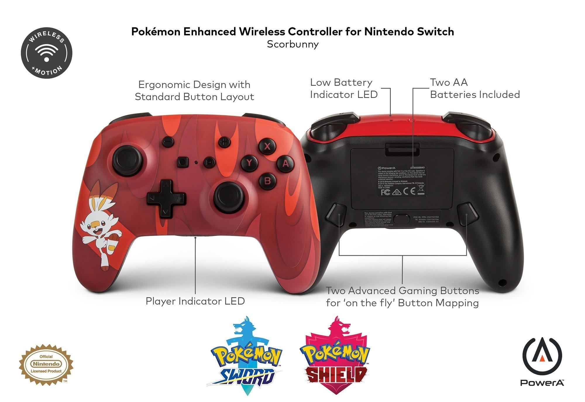 PowerA Enhanced Wireless Controller for Nintendo Switch Pokemon Scorbunny