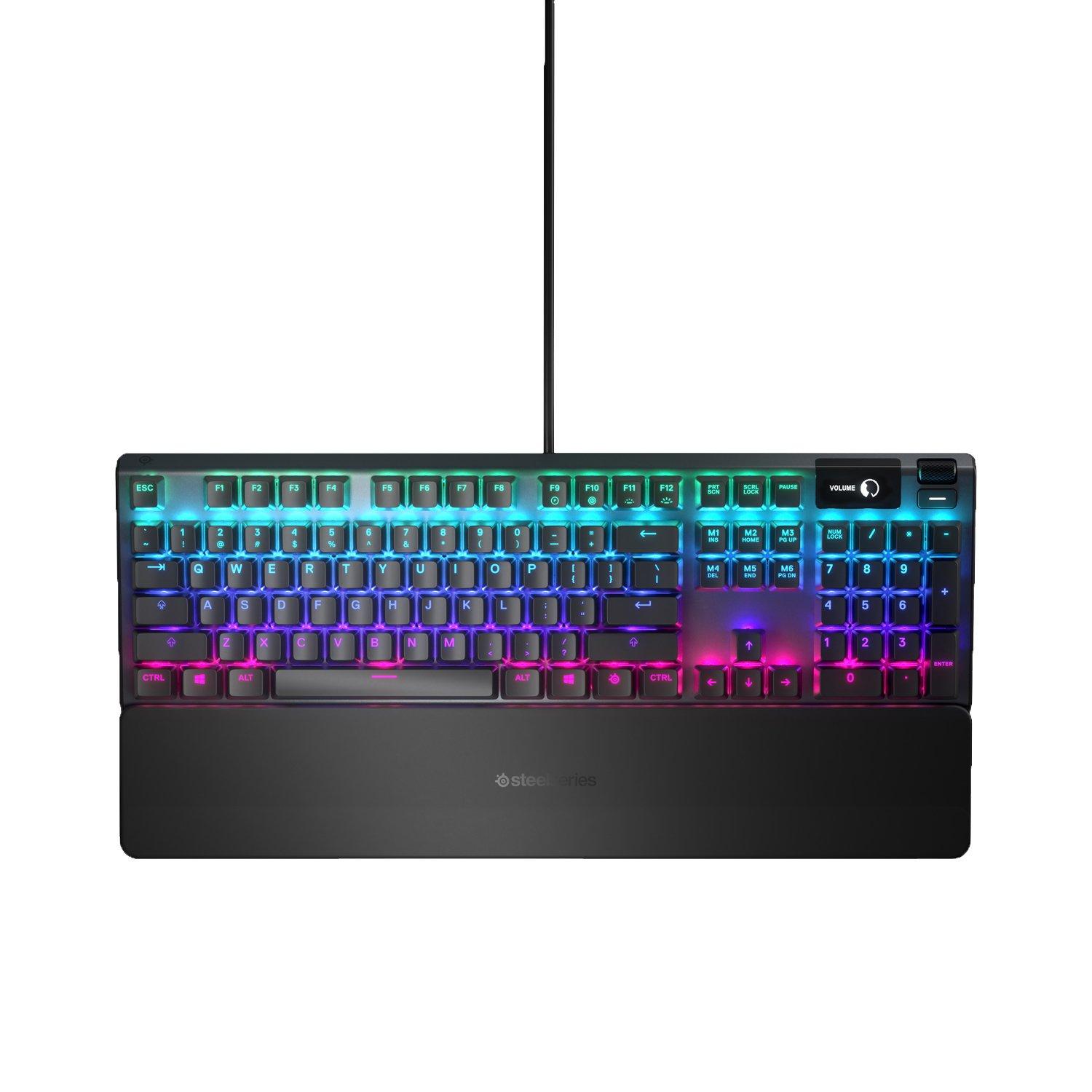 SteelSeries USB Apex 5 Hybrid Mechanical Gaming Keyboard – Per-Key RGB  Illumination – Aircraft Grade Aluminum Alloy Frame – OLED Smart Display  (Hybrid