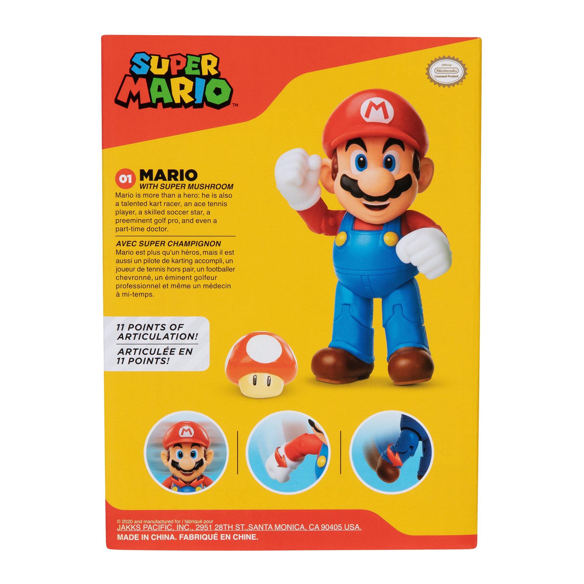 Super Mario Bros Mario With Red Mushroom Action Figure Gamestop