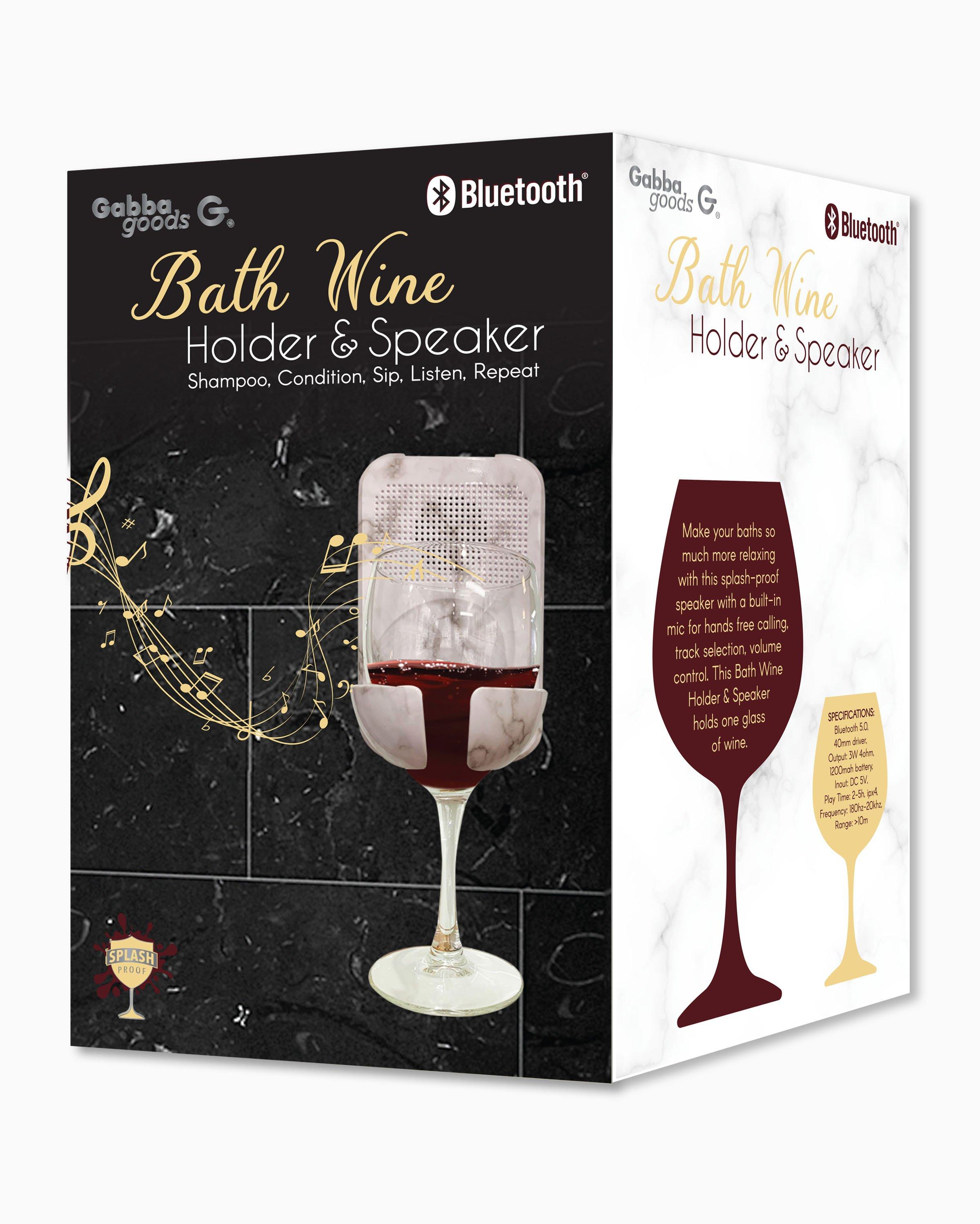 GabbaGoods Bath Wine Holder and Bluetooth Speaker