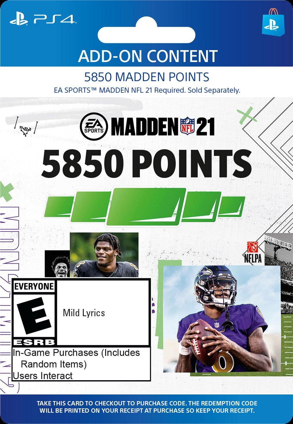 Madden NFL 21 5,850 Ultimate Team Points PlayStation 4 GameStop