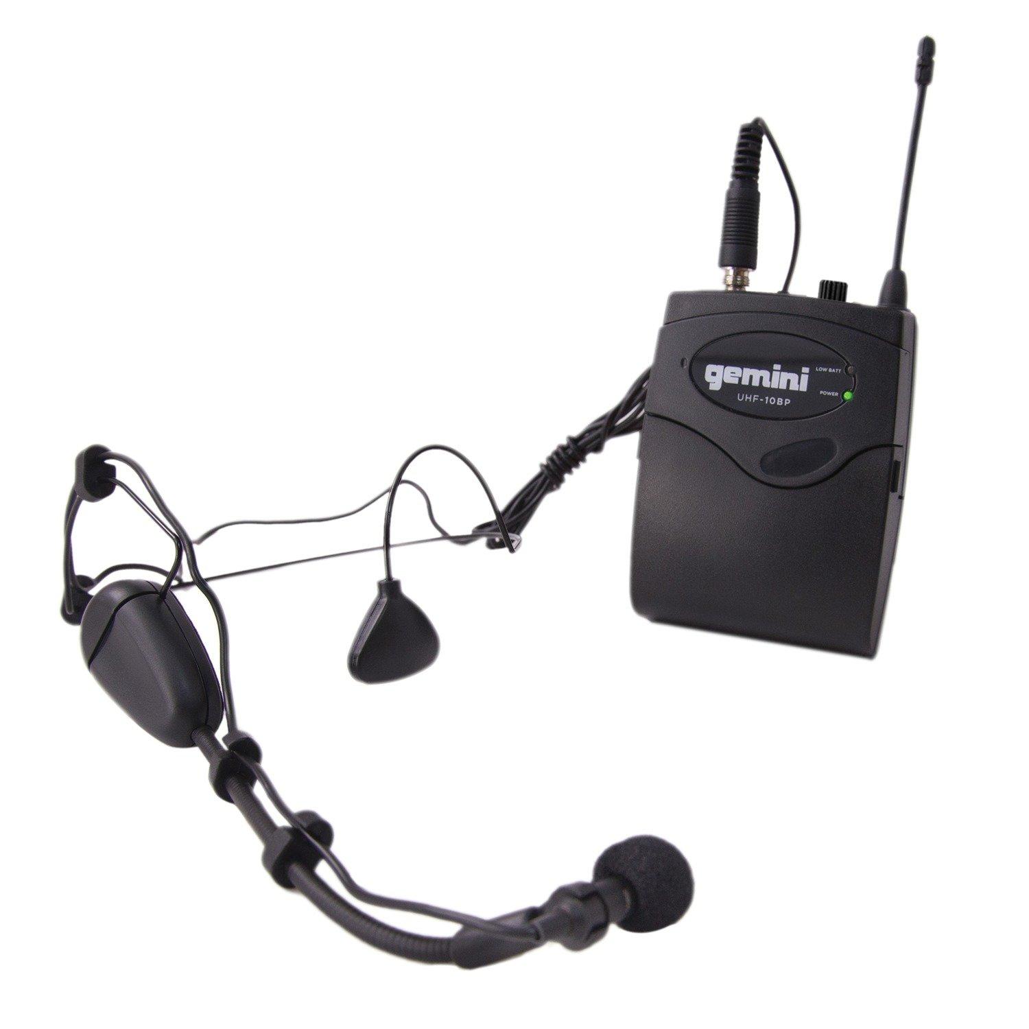 GEMINI Single-Channel UHF-01HL-F1 Wireless Microphone System with Headset  and Lavaliere Microphone