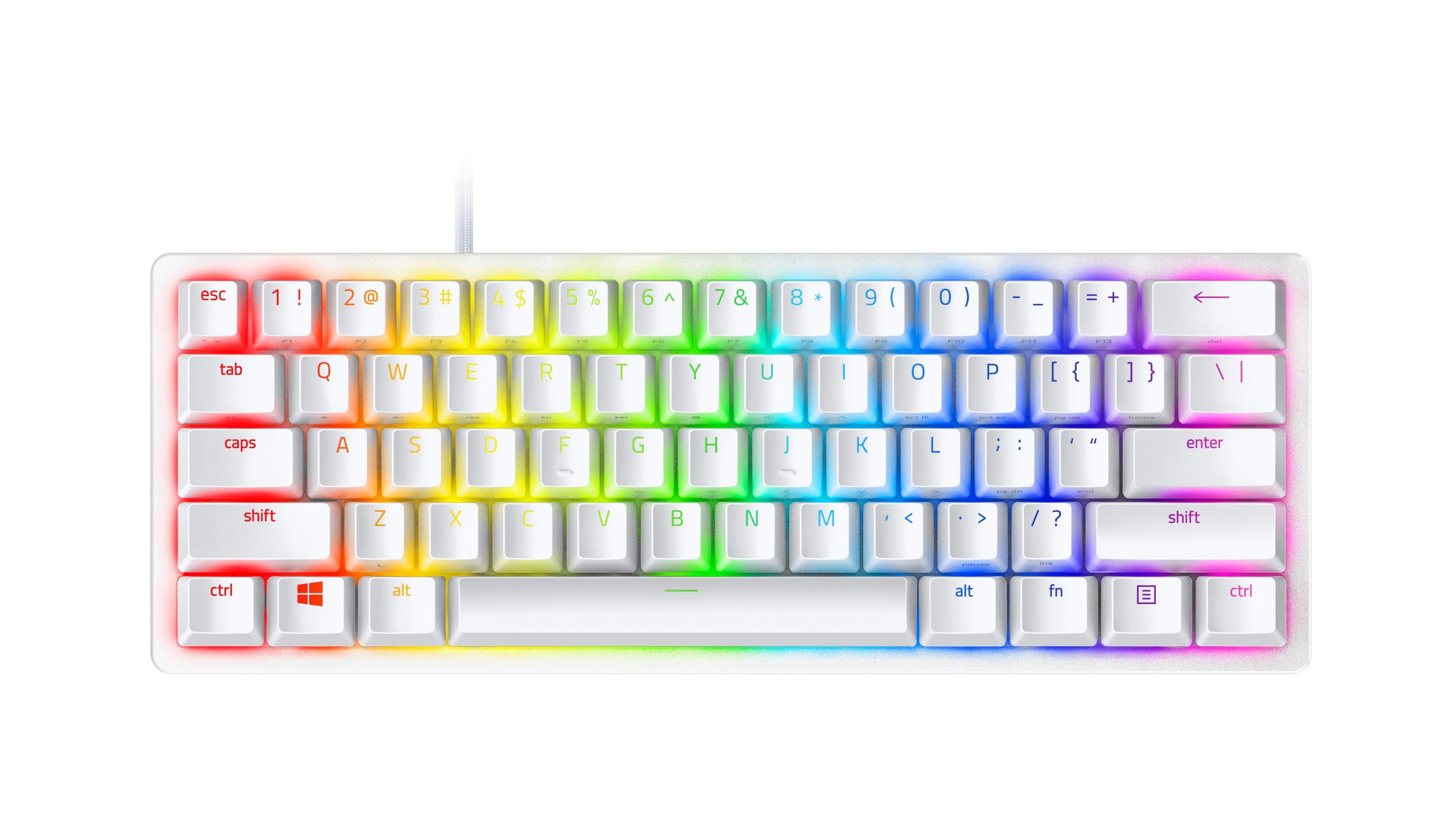 Razer Huntsman Mini 60 Percent Optical Purple Switches Wired Gaming Keyboard, White