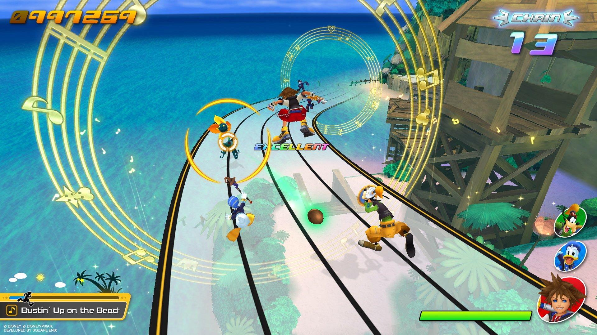 Kingdom Hearts: Melody of Memory screenshots show main menus and