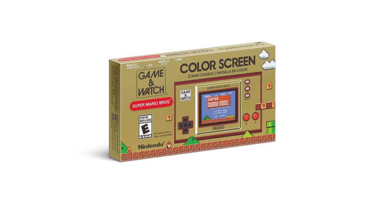 A brown box for a Mario retro handheld gaming console
