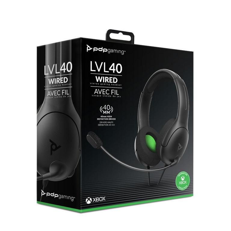 LVL40 Matte Black Wired Stereo Gaming Headset for Xbox ...
