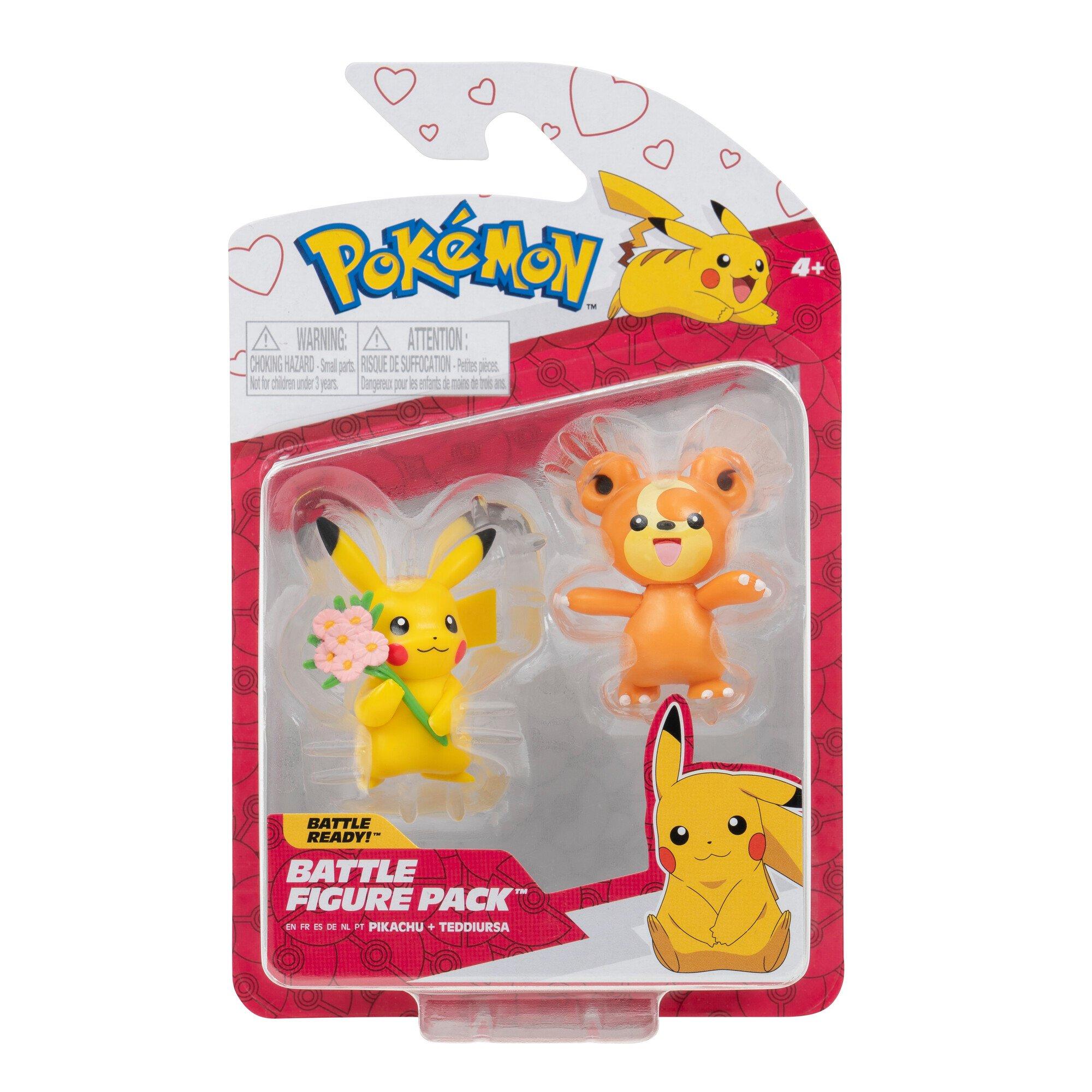 Pokemon Valentine&#39;s 2-in Battle Figure 2-Pack - Pikachu and Teddiursa