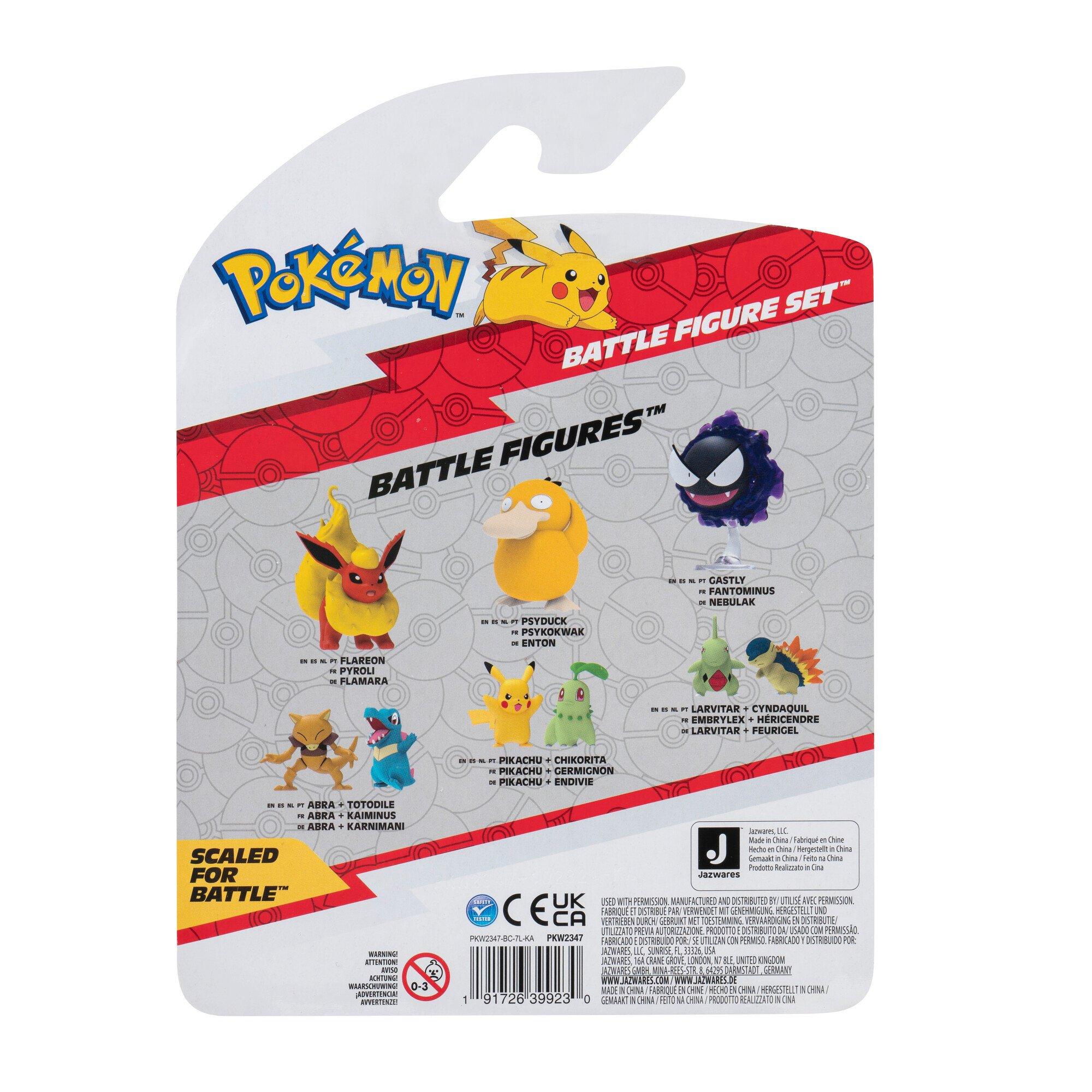 Pokemon 3-in Battle Action Figure Set 3-Pack - Teddiursa, Pikachu, Ghastly